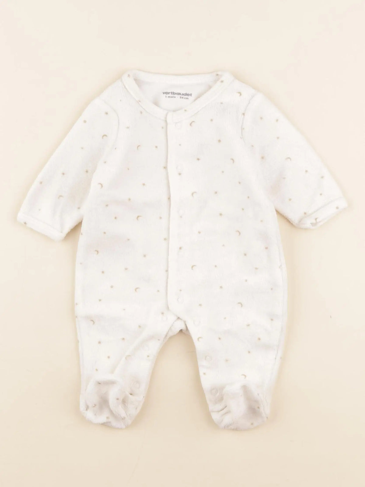 Vertbaudet - pyjama velours blanc - 1 mois