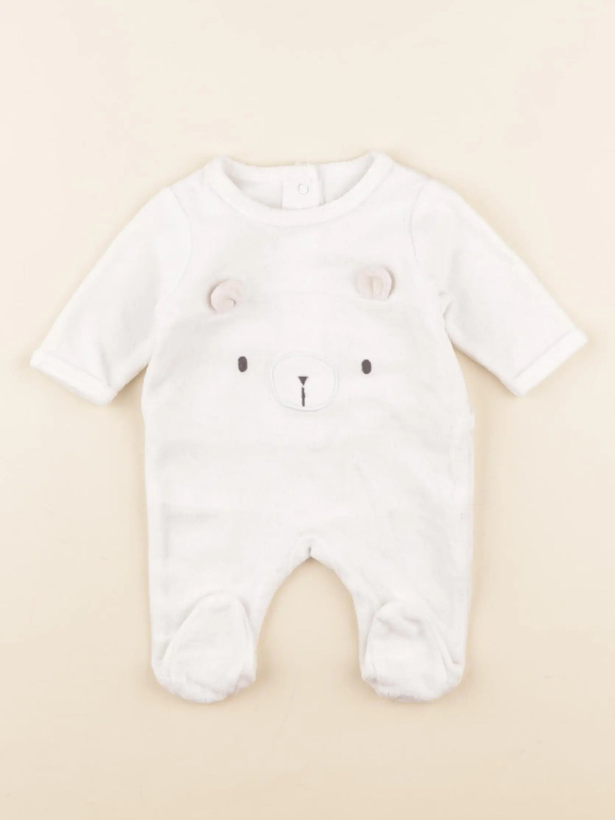 Vertbaudet - pyjama velours blanc - 0 mois