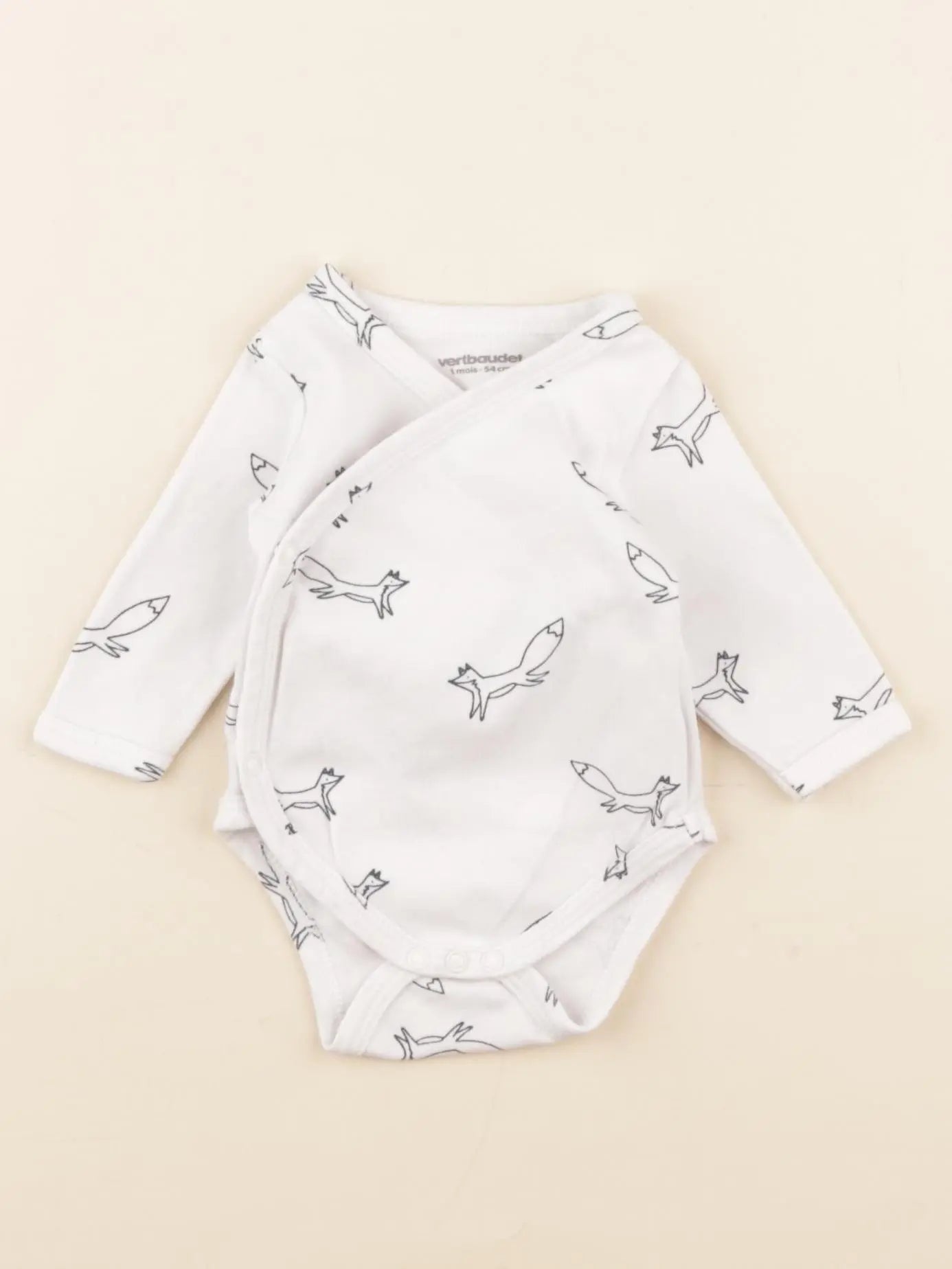 Vertbaudet - body blanc, bleu - 1 mois