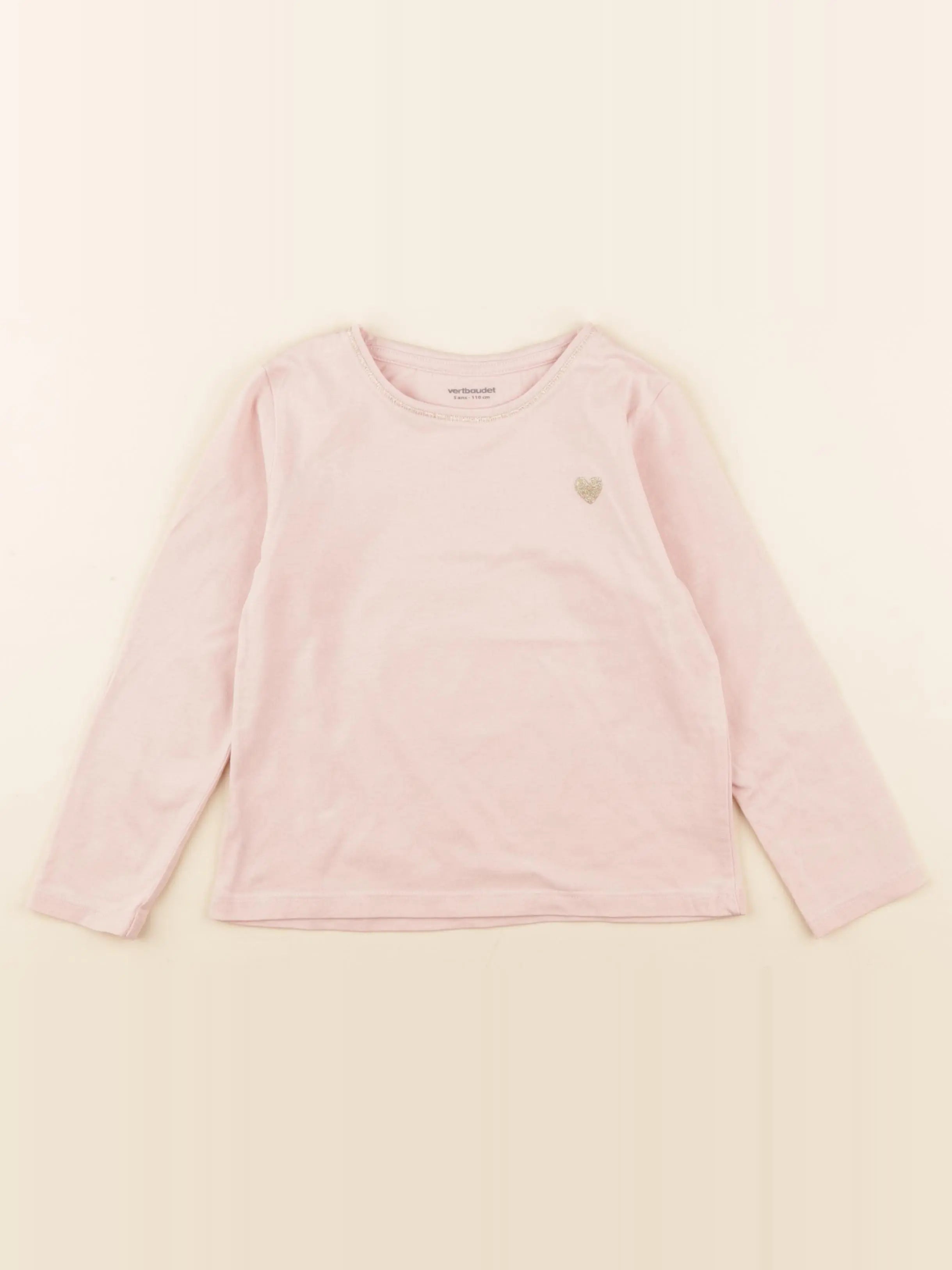 Vertbaudet - tee-shirt rose - 5 ans