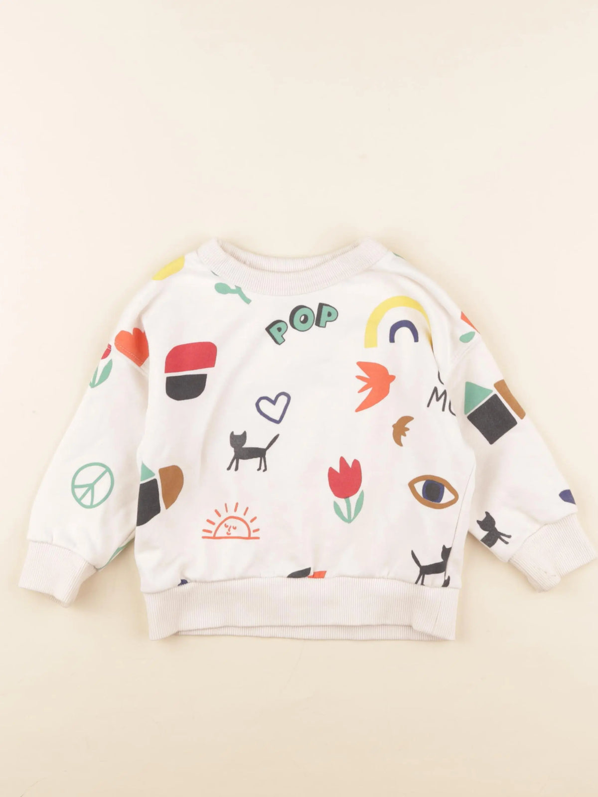 Monoprix - sweat beige, multicolore - 3 ans