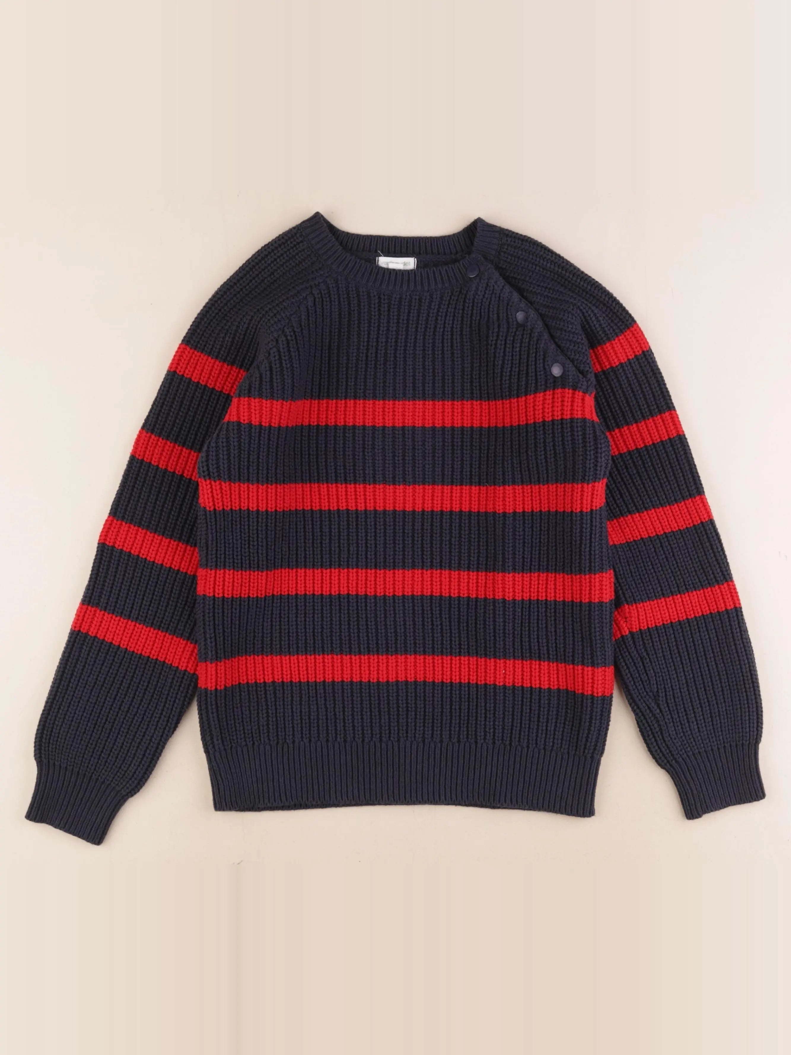Vertbaudet - pull bleu, rouge - 10 ans