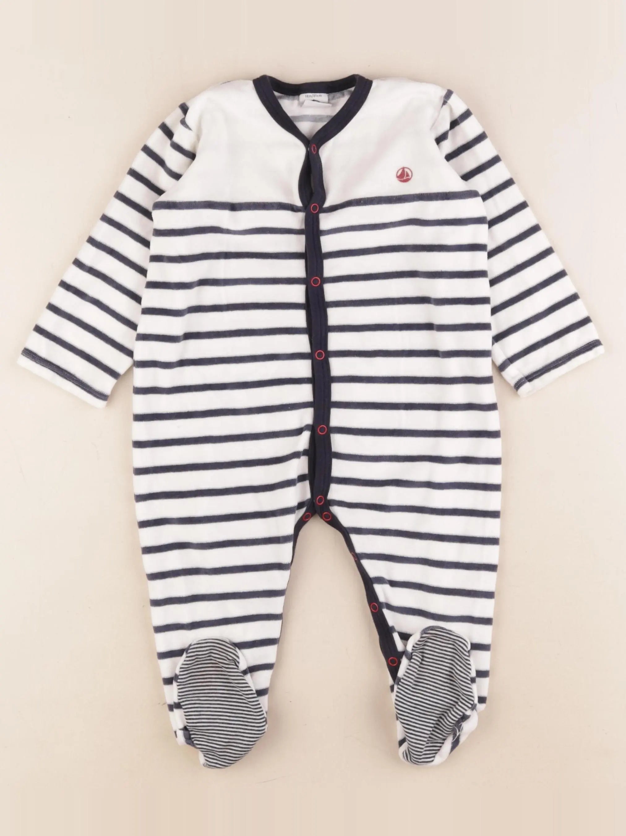 Petit Bateau - pyjama velours bleu - 18 mois