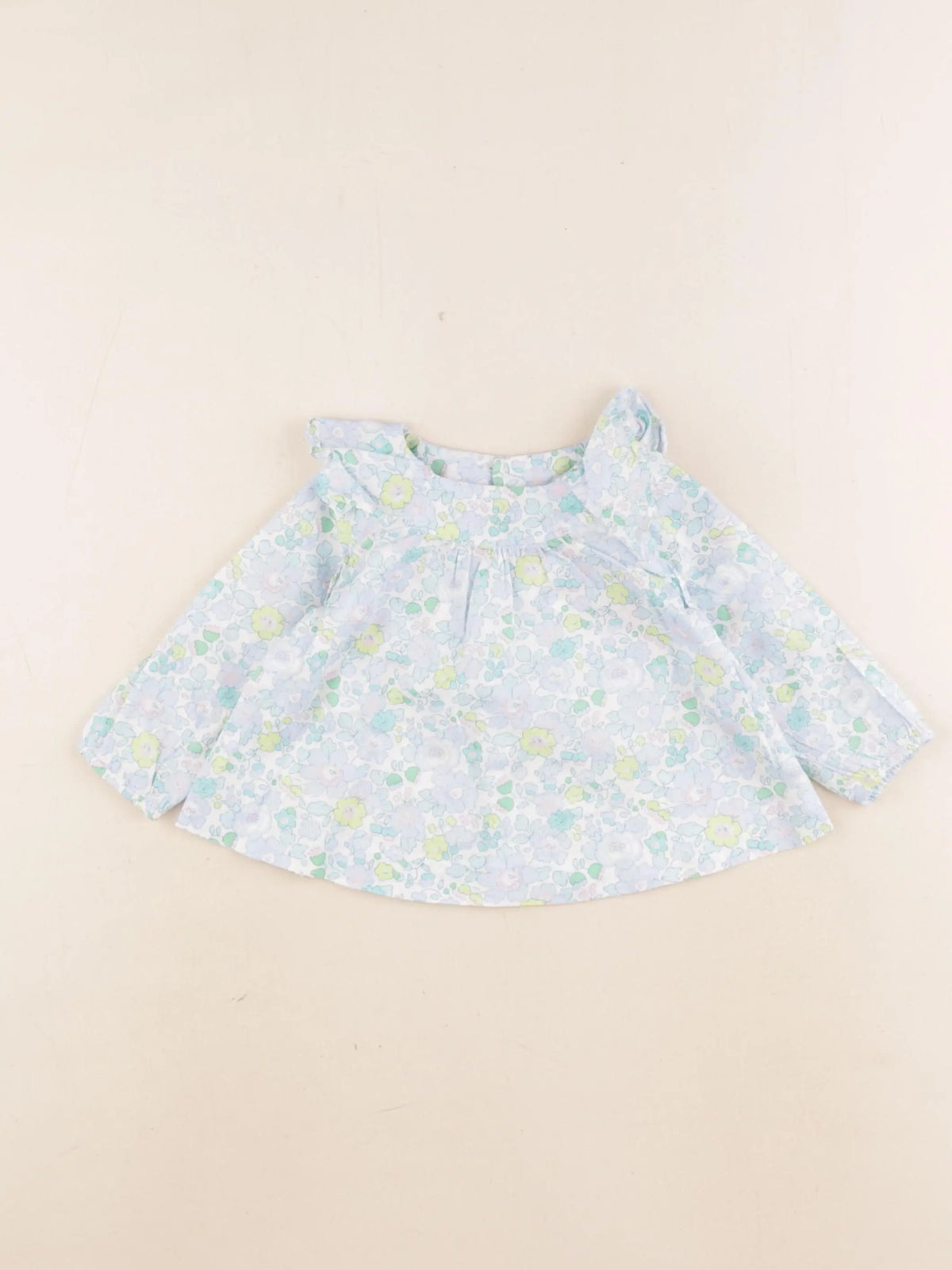 Jacadi - blouse liberty vert, bleu - 6 mois