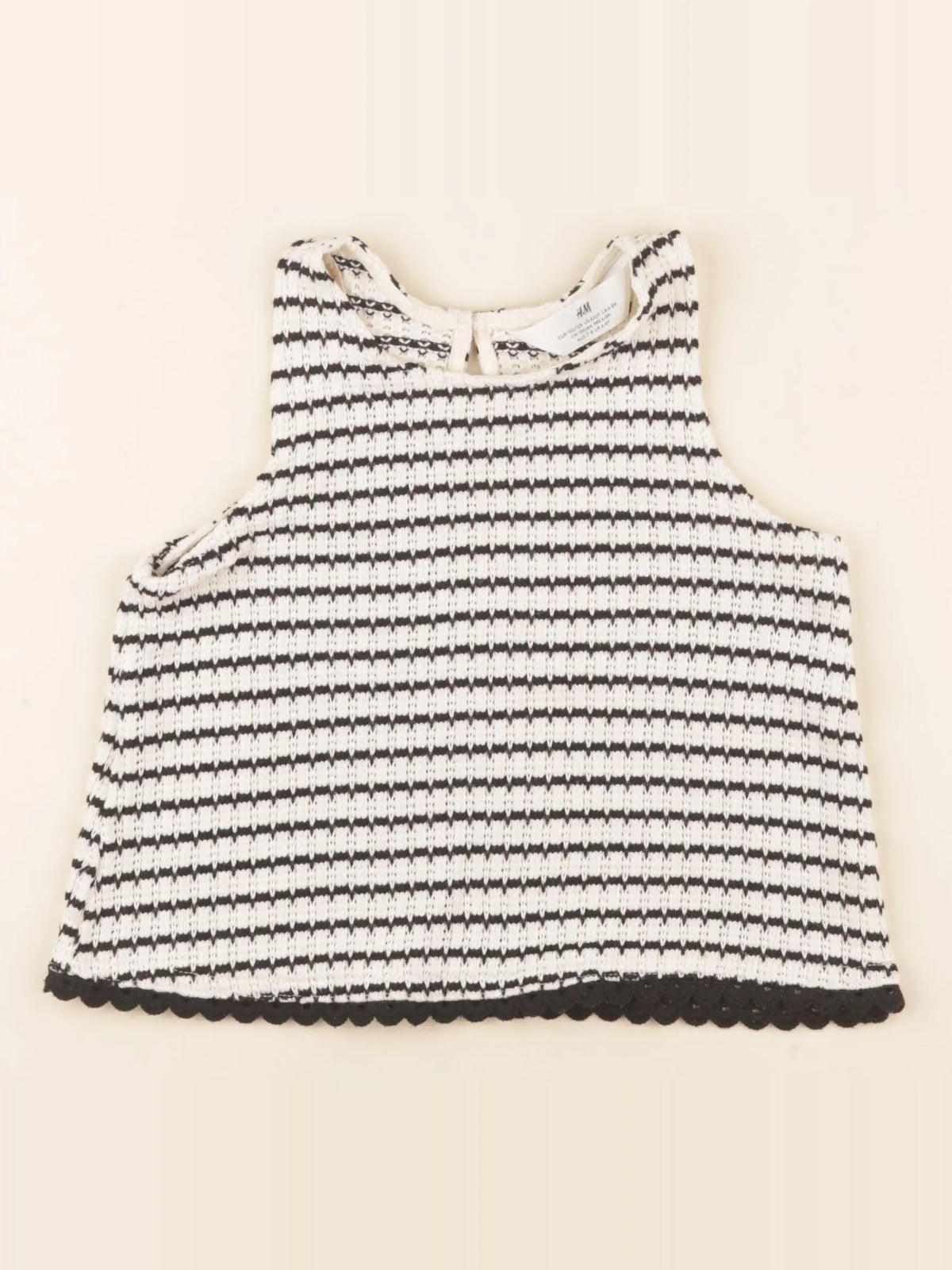 H&M - débardeur beige, noir - 6/7 ans