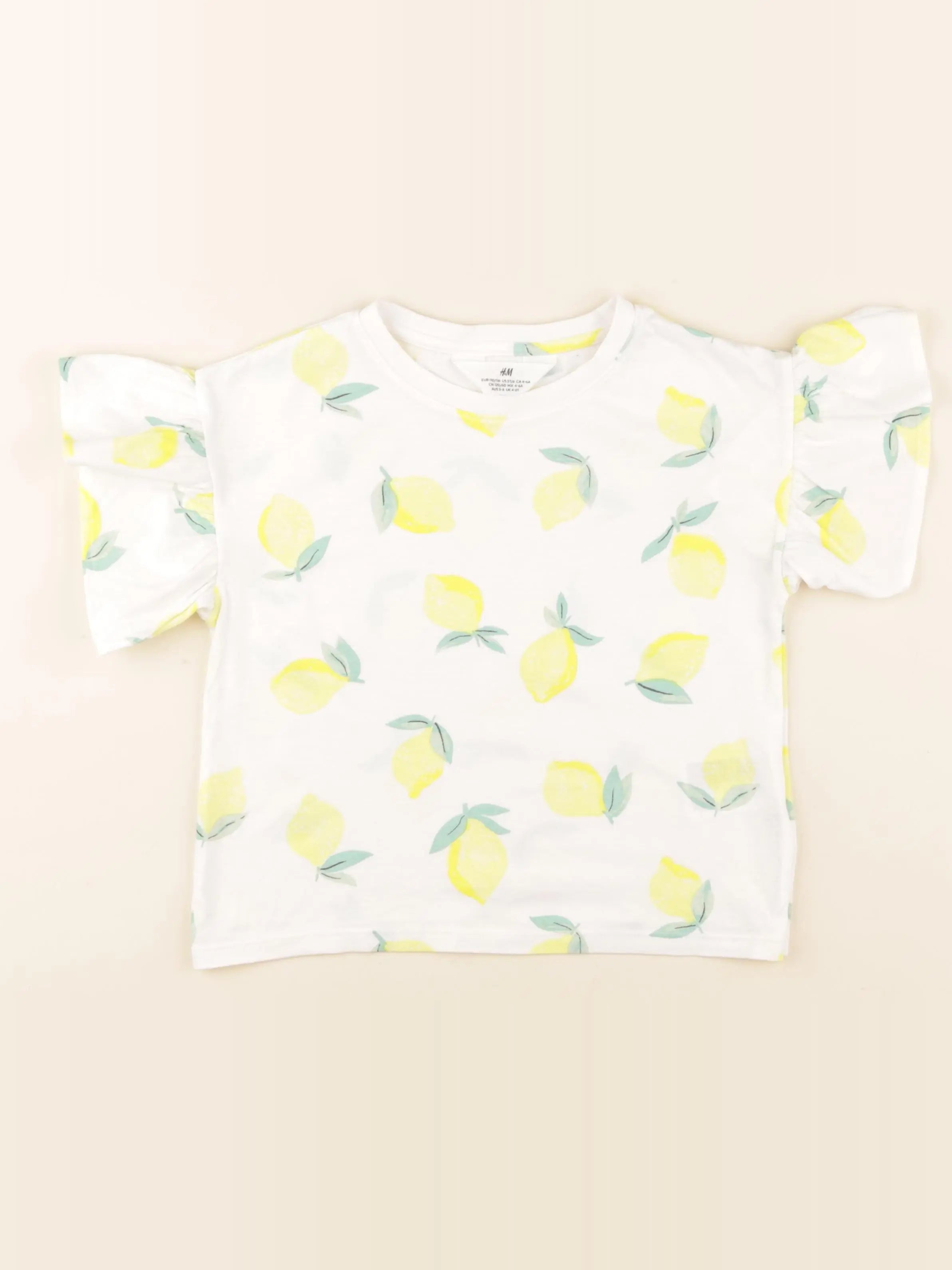H&M - tee-shirt jaune, blanc - 4/6 ans