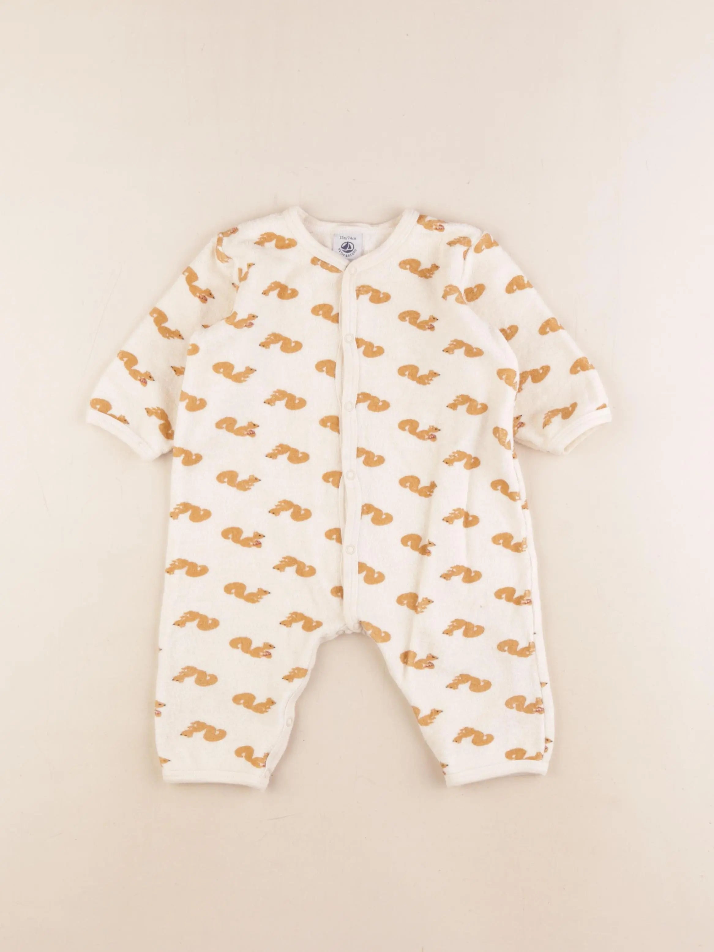 Petit Bateau - pyjama coton beige - 12 mois