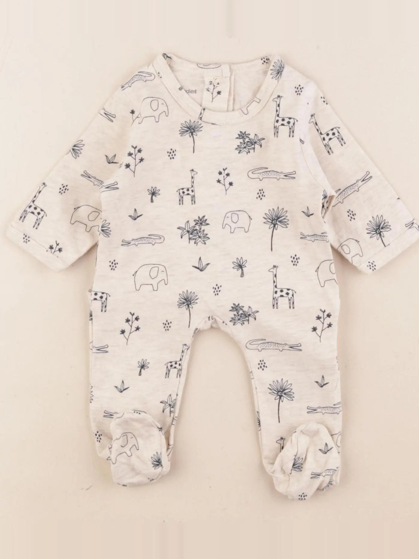 Vertbaudet - pyjama coton beige, bleu - 0 mois
