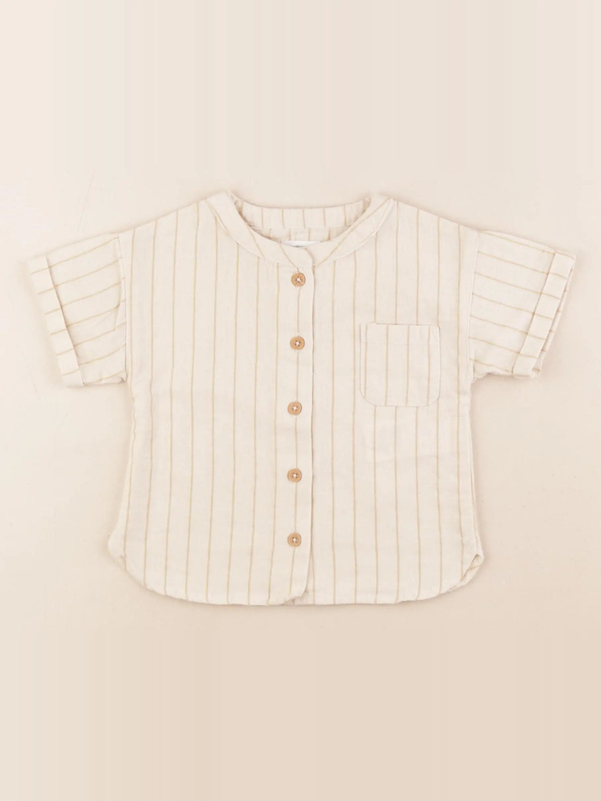 Vertbaudet - chemise beige - 9 mois