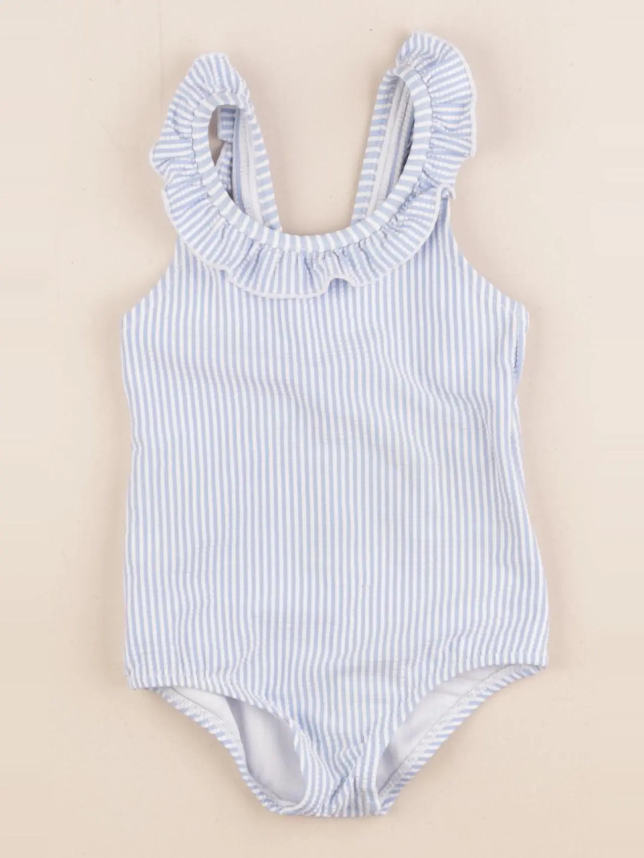 Cyrillus - maillot de bain bleu, blanc - 9/12 mois
