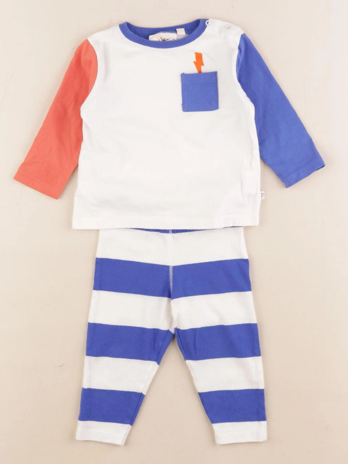 Arsène et les pipelettes - pyjama coton blanc, bleu - 12 mois