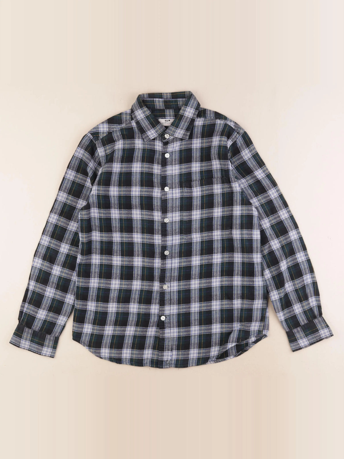 Cyrillus - chemise vert, bleu - 12 ans