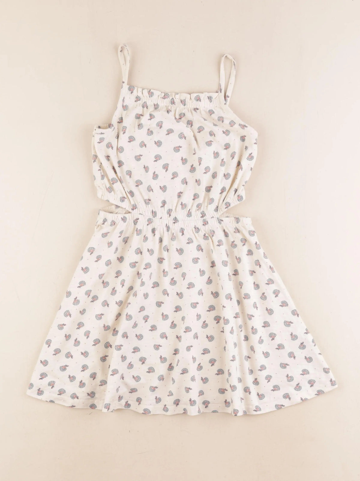 Vertbaudet - robe beige, rose - 6 ans