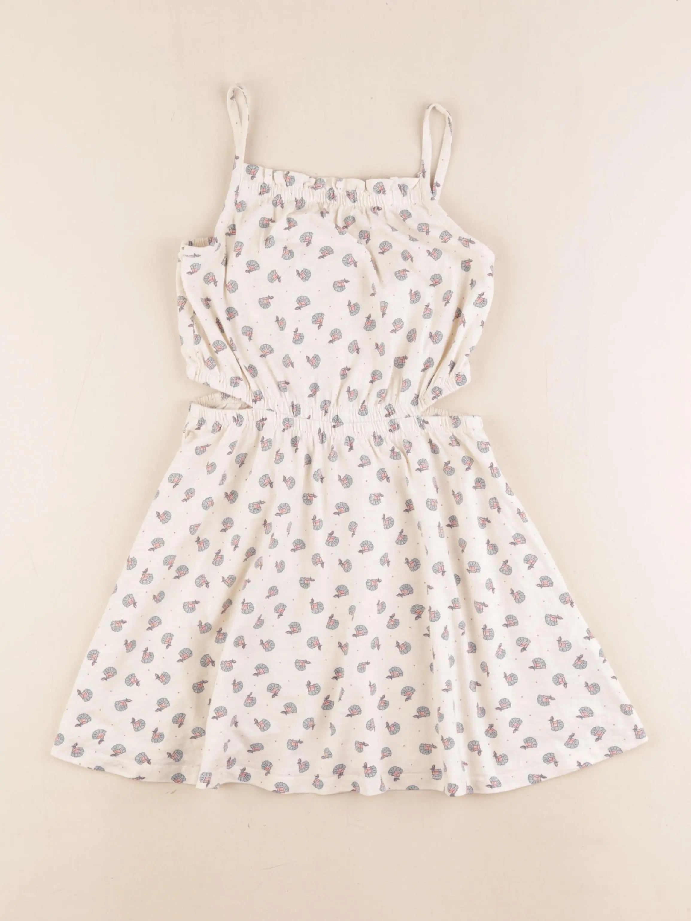 Vertbaudet - robe beige, rose - 6 ans