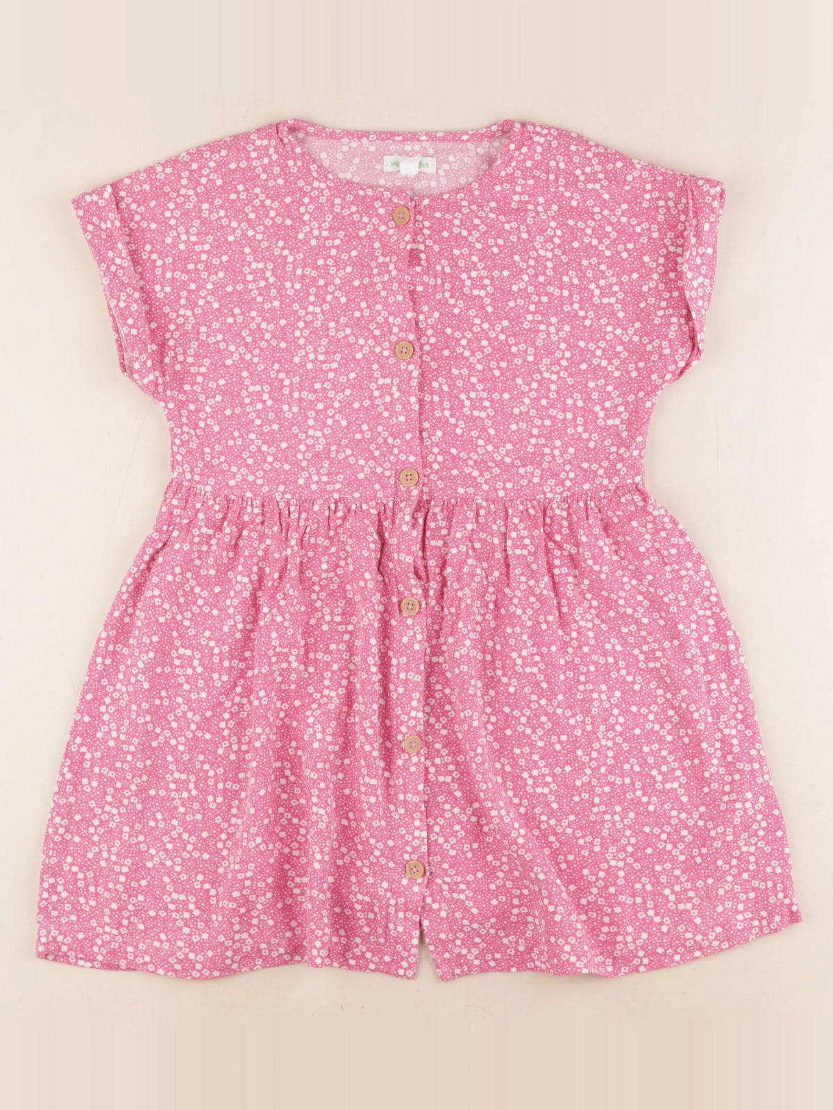 Vertbaudet - robe rose, blanc - 6 ans