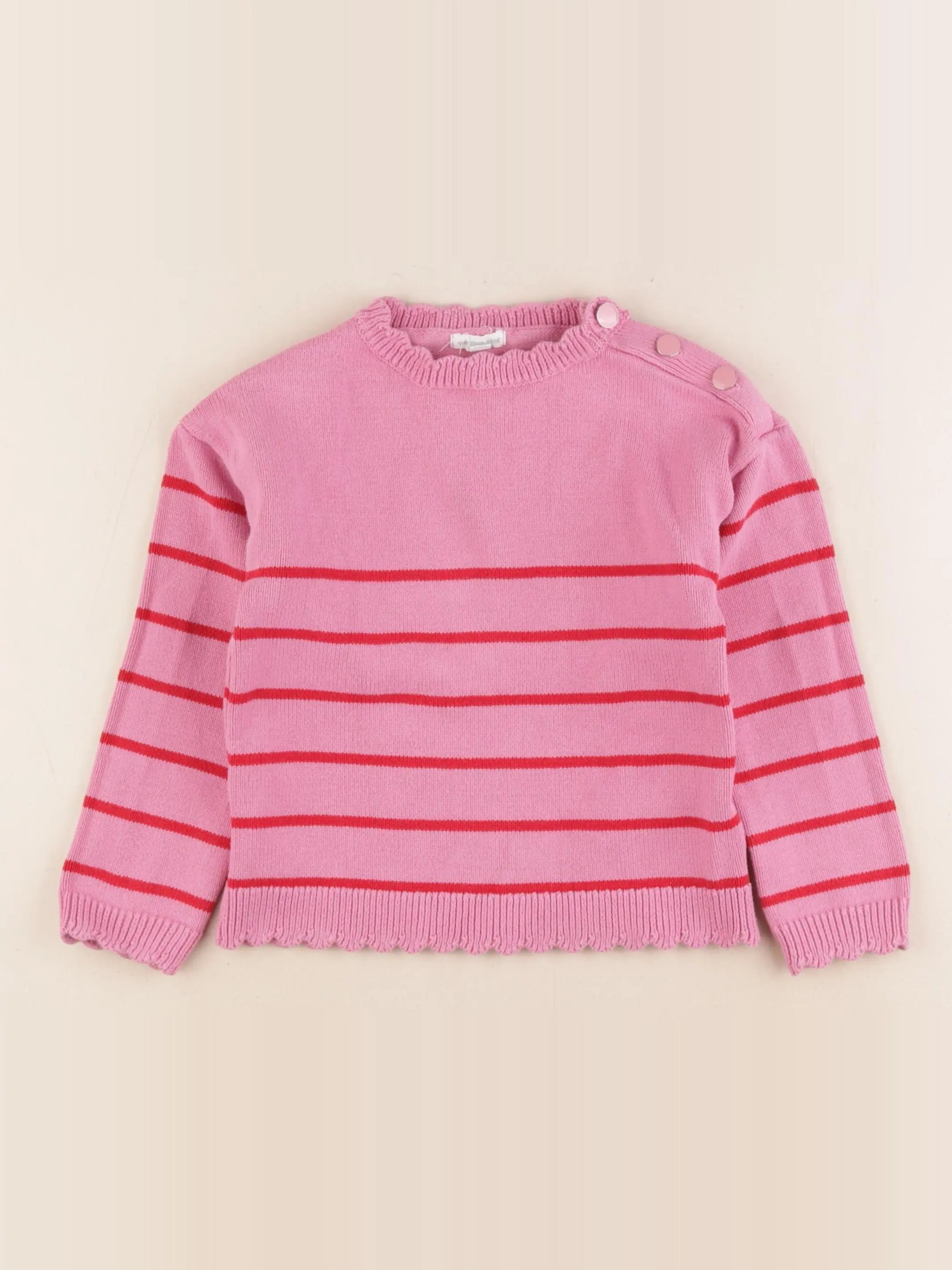 Vertbaudet - pull rose, rouge - 6 ans
