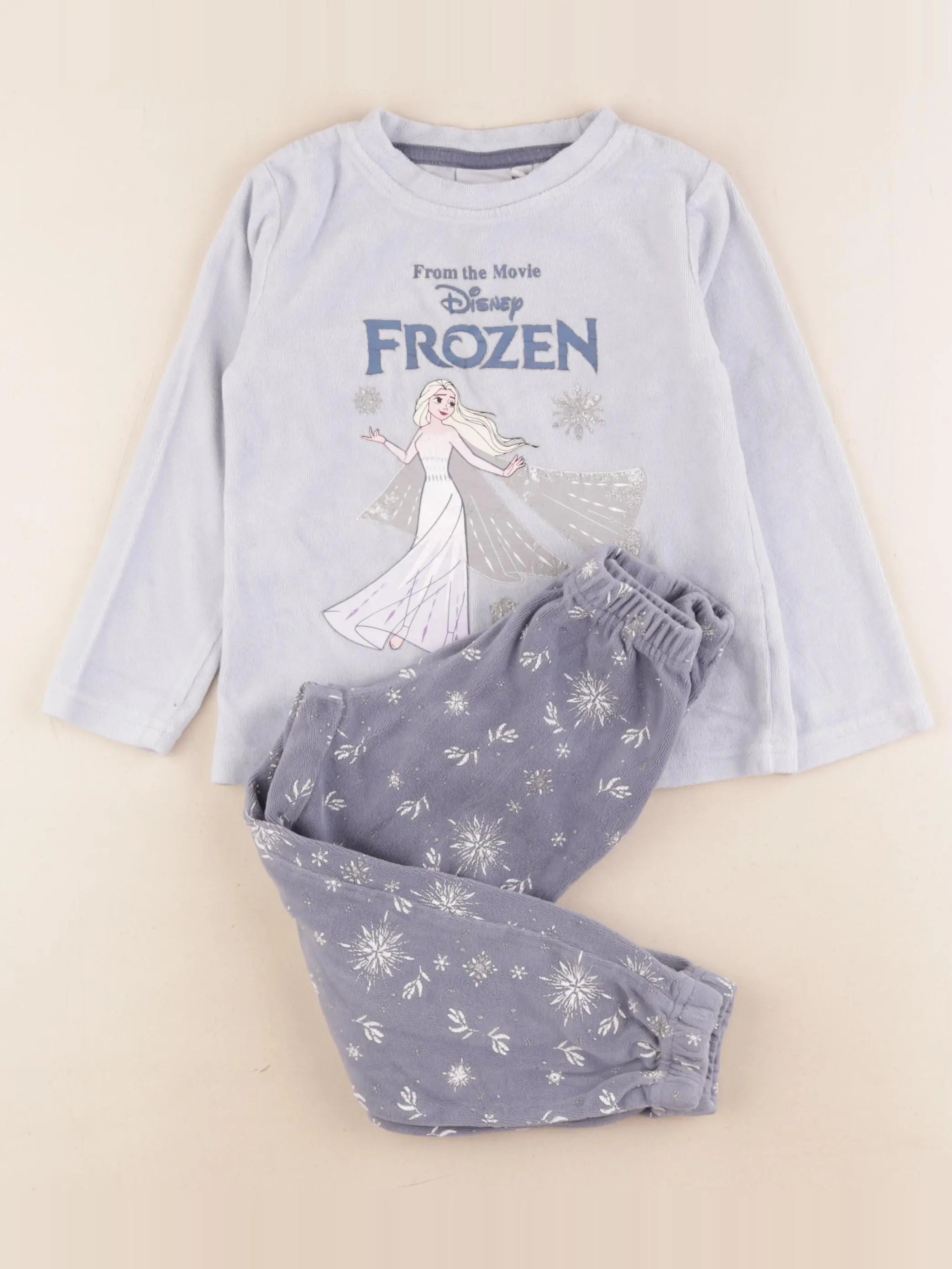 Vertbaudet - pyjama velours bleu, argent - 5 ans
