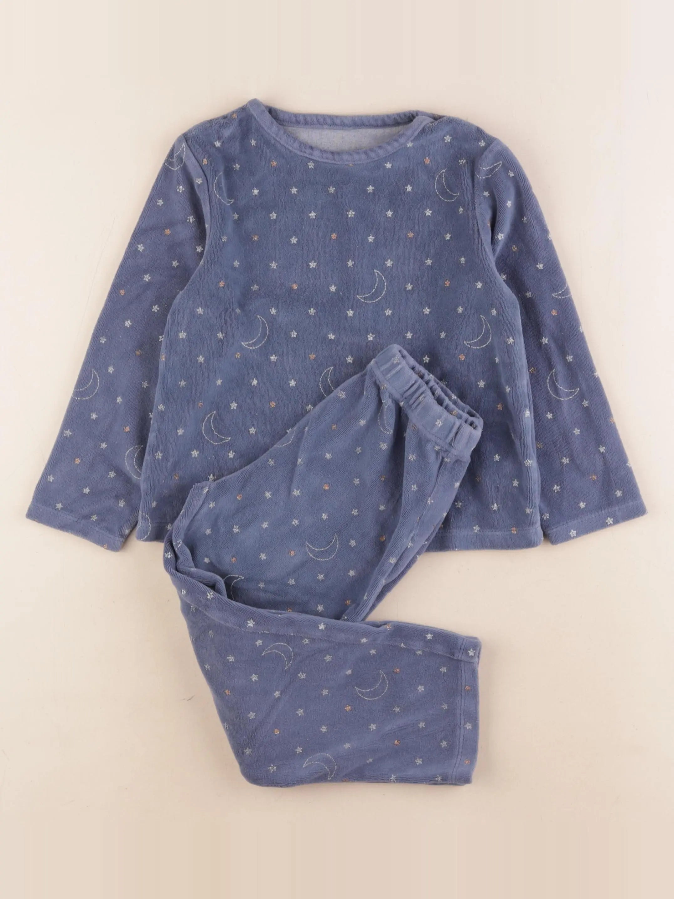 Vertbaudet - pyjama velours bleu, or - 5 ans