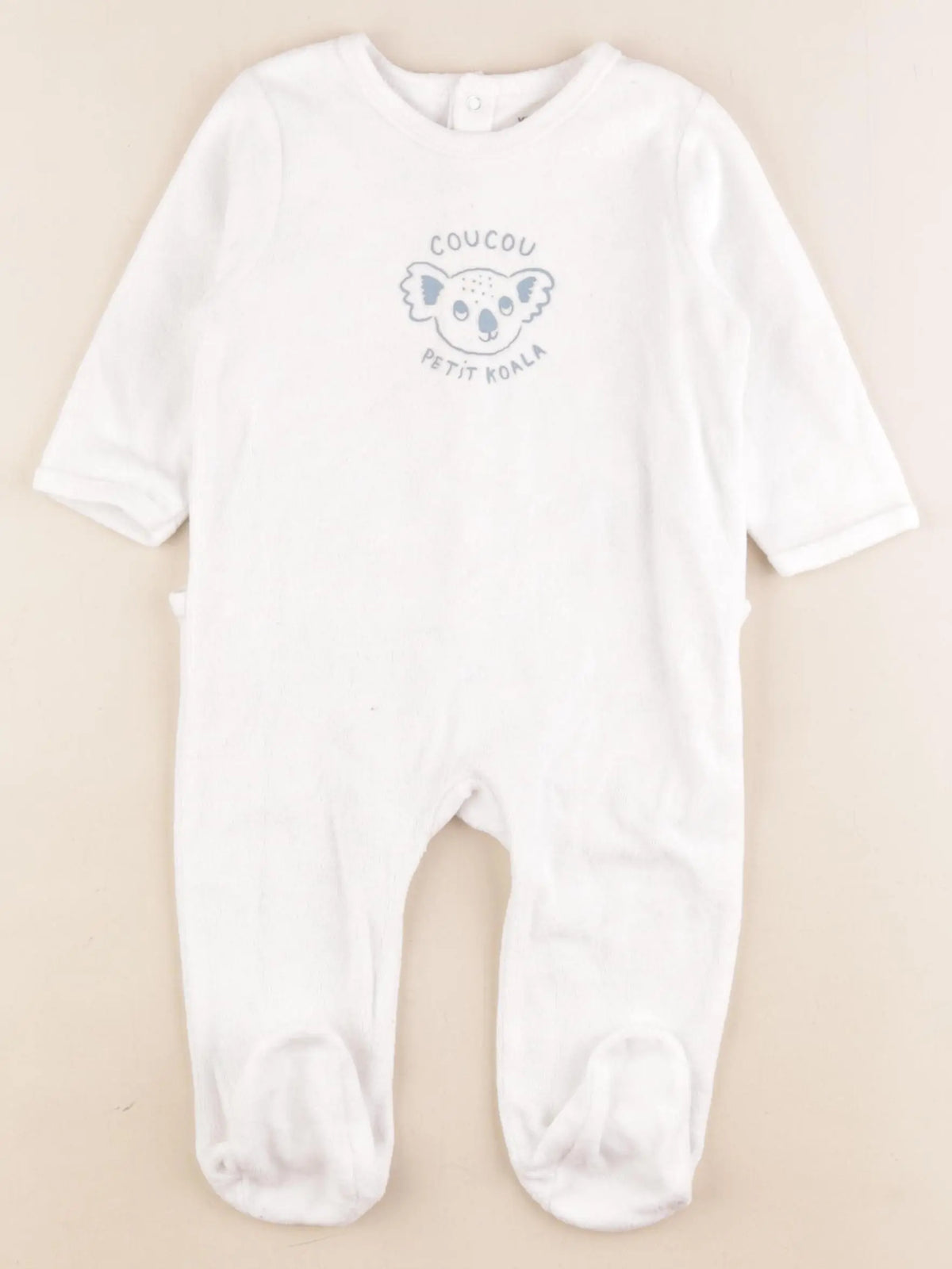 Vertbaudet - pyjama velours blanc - 9 mois