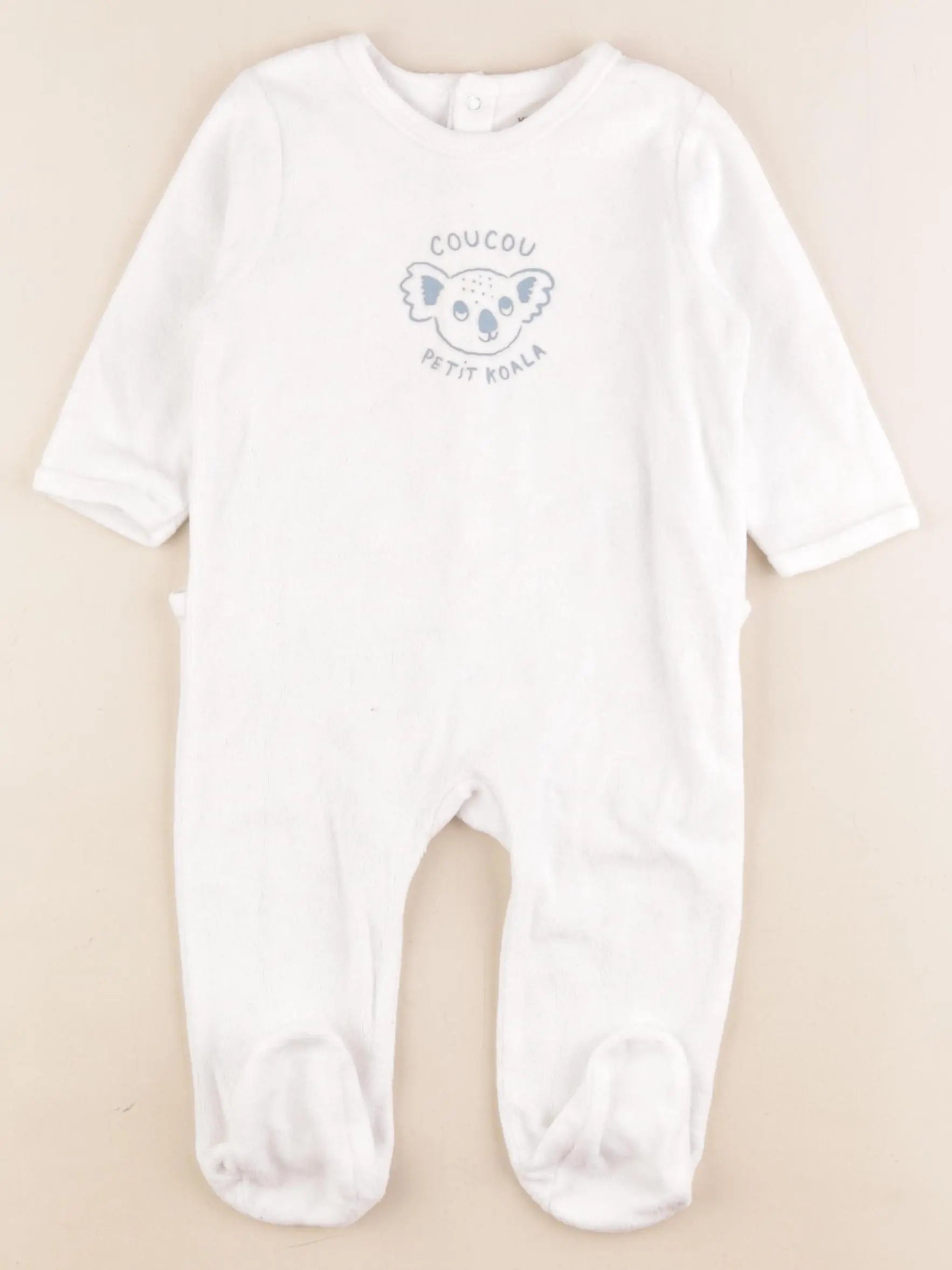 Vertbaudet - pyjama velours blanc - 9 mois