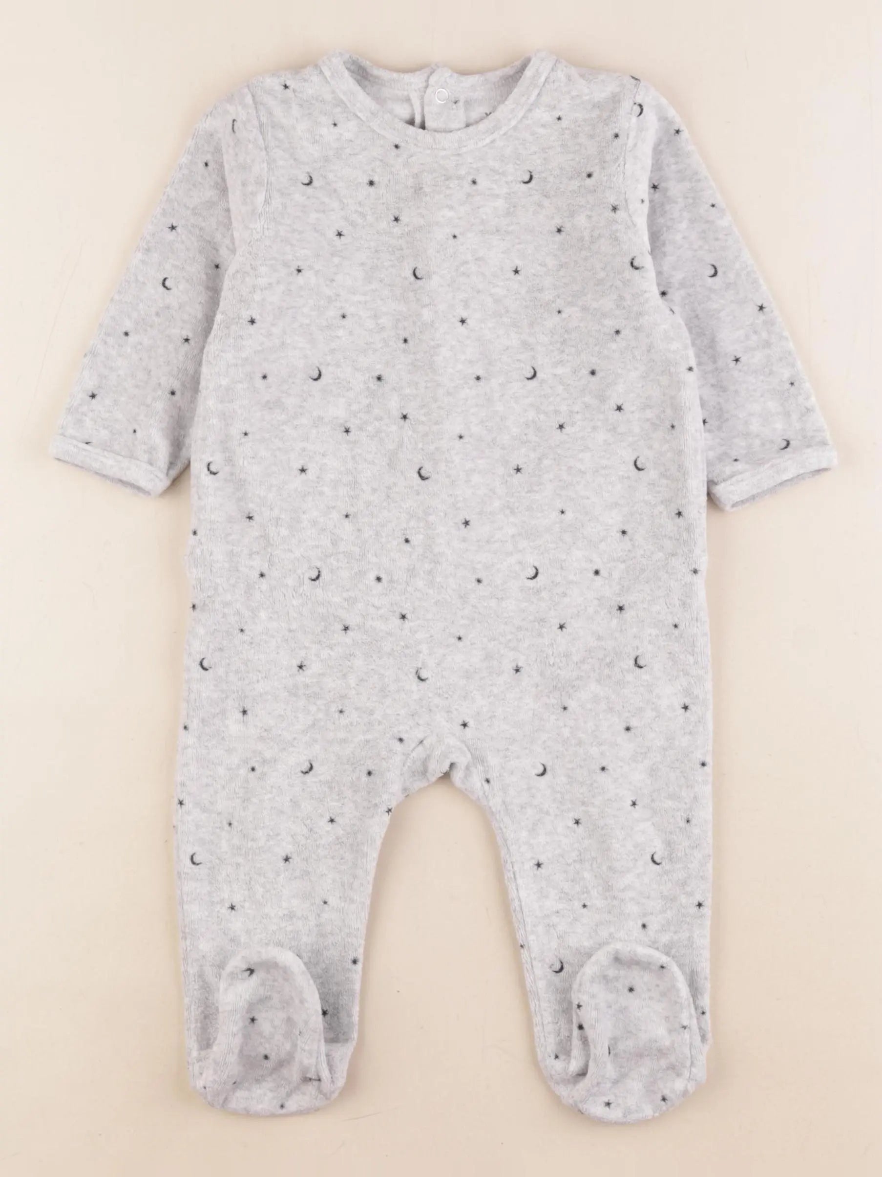 Vertbaudet - pyjama velours gris - 9 mois