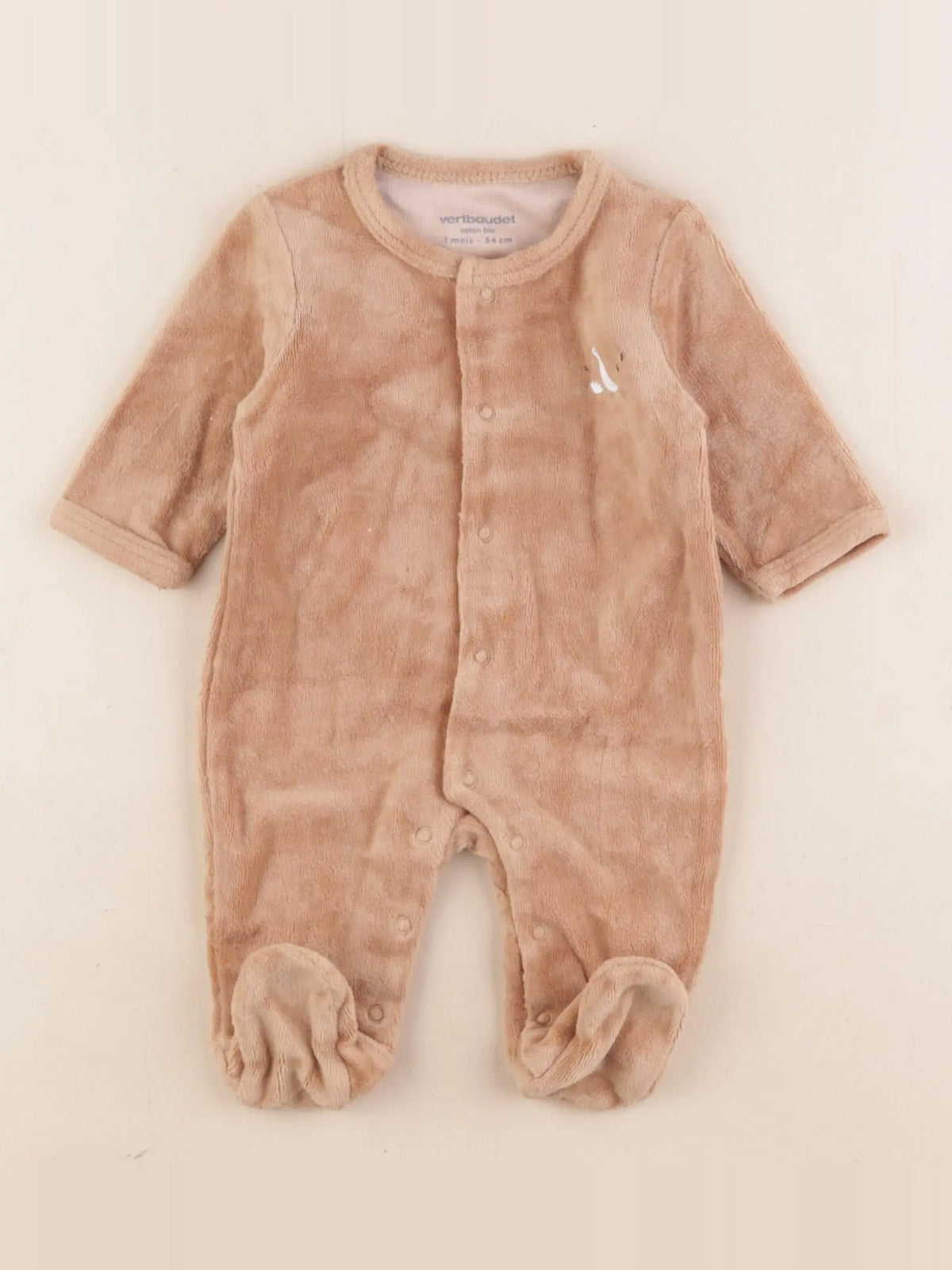 Vertbaudet - pyjama velours marron - 1 mois