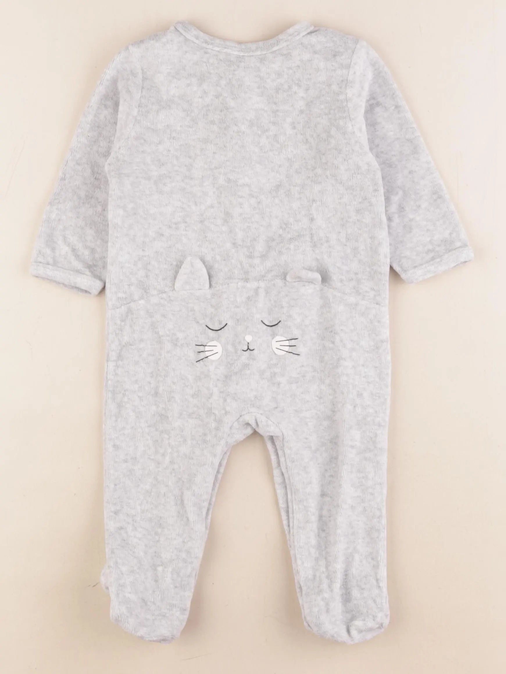 Vertbaudet - pyjama velours gris - 6 mois