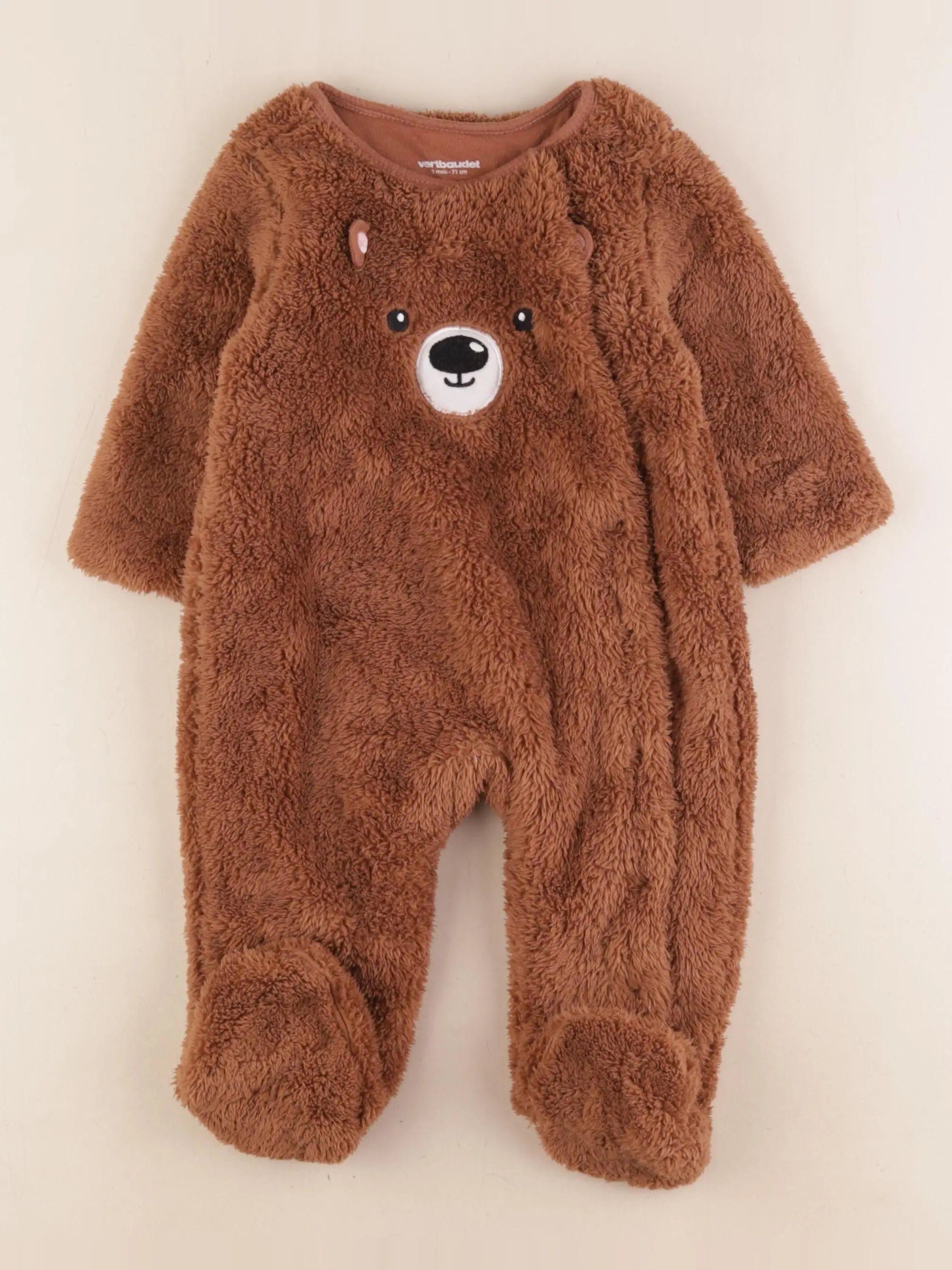 Vertbaudet - sur-pyjama marron - 9 mois