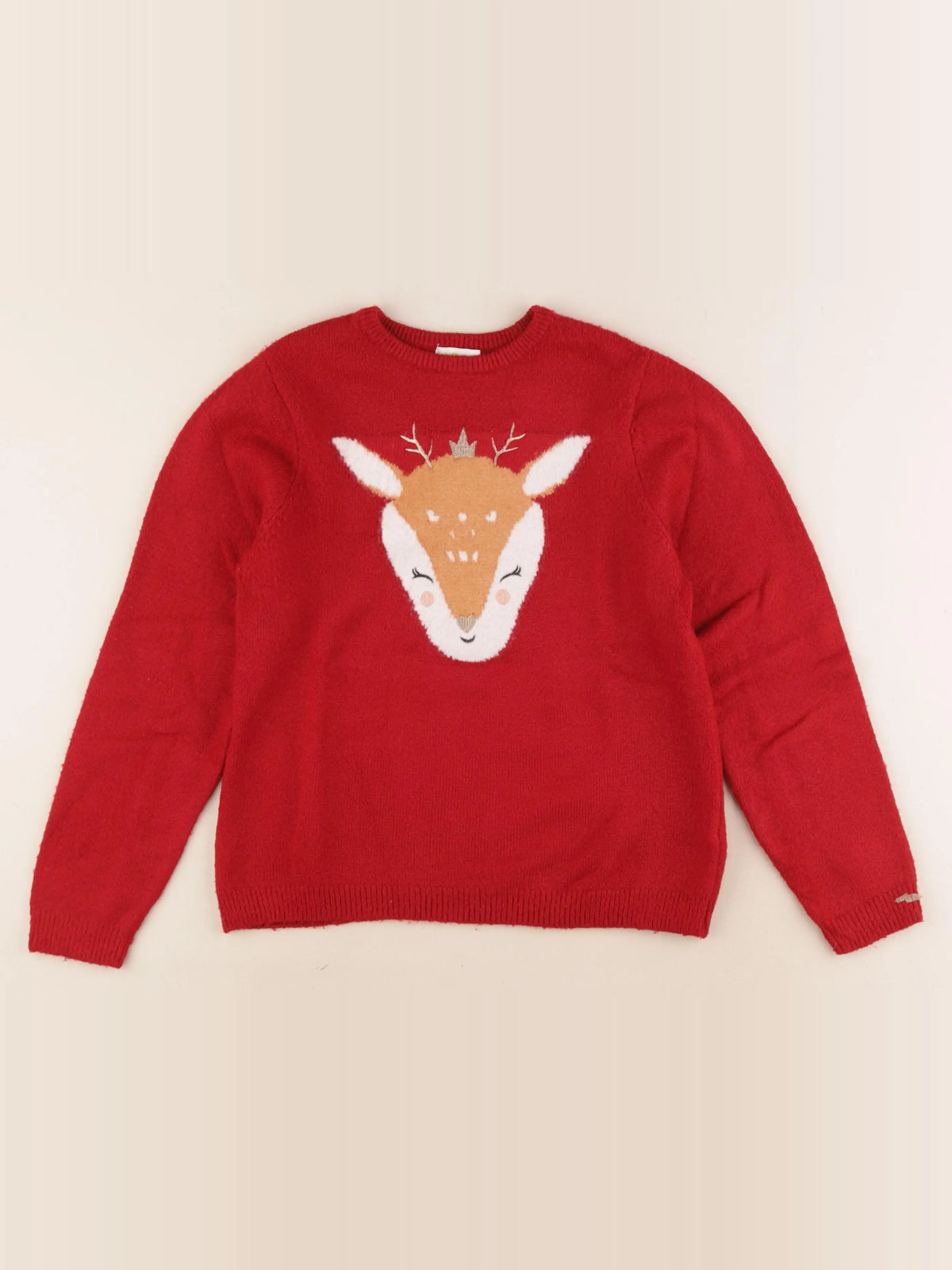 Vertbaudet - pull rouge, or - 8 ans