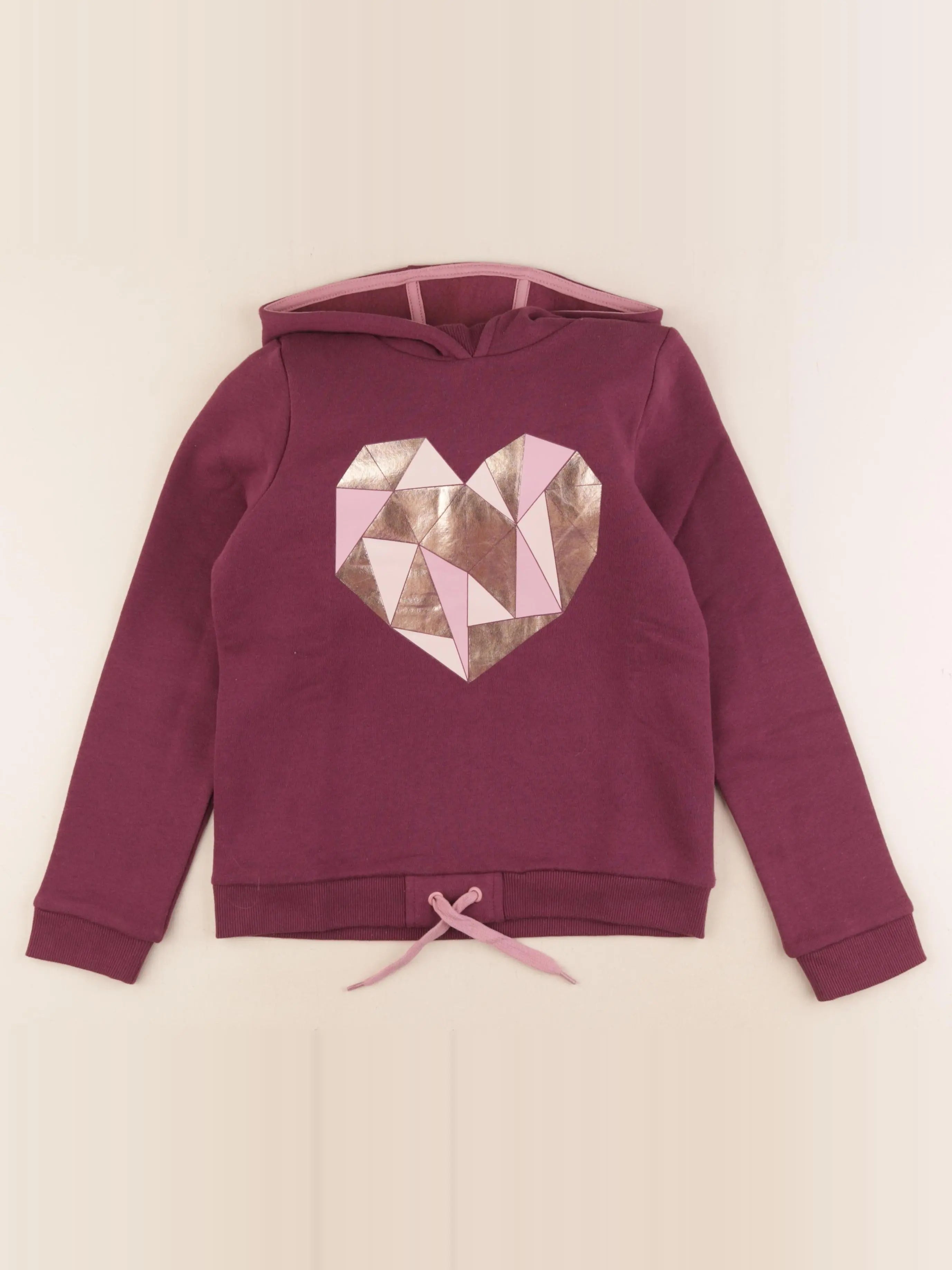 Vertbaudet - sweat violet, or - 10 ans