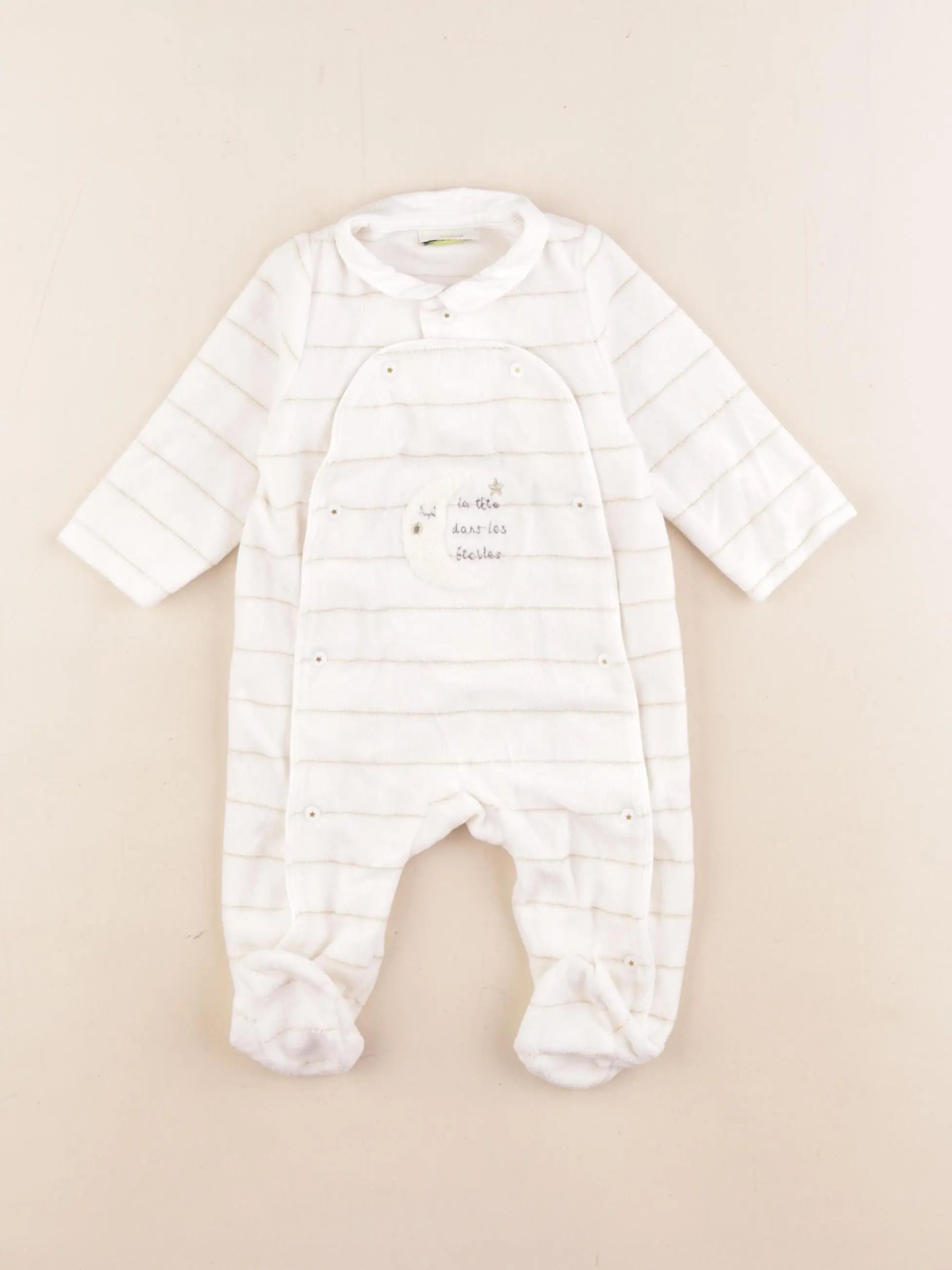 Tape à l'oeil - pyjama velours blanc, or - 3 mois