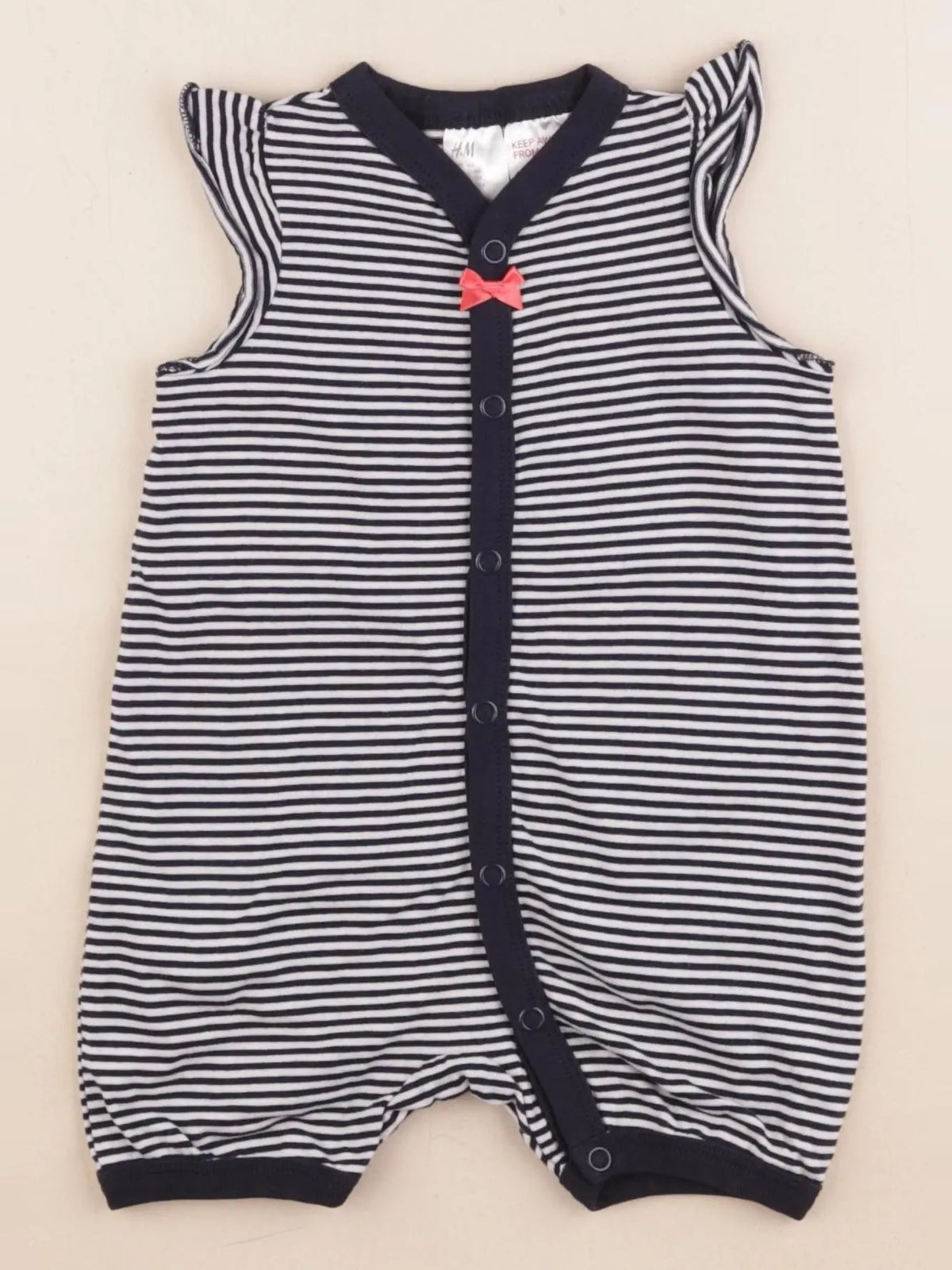 H&M - pyjama coton bleu, blanc - 2/4 mois