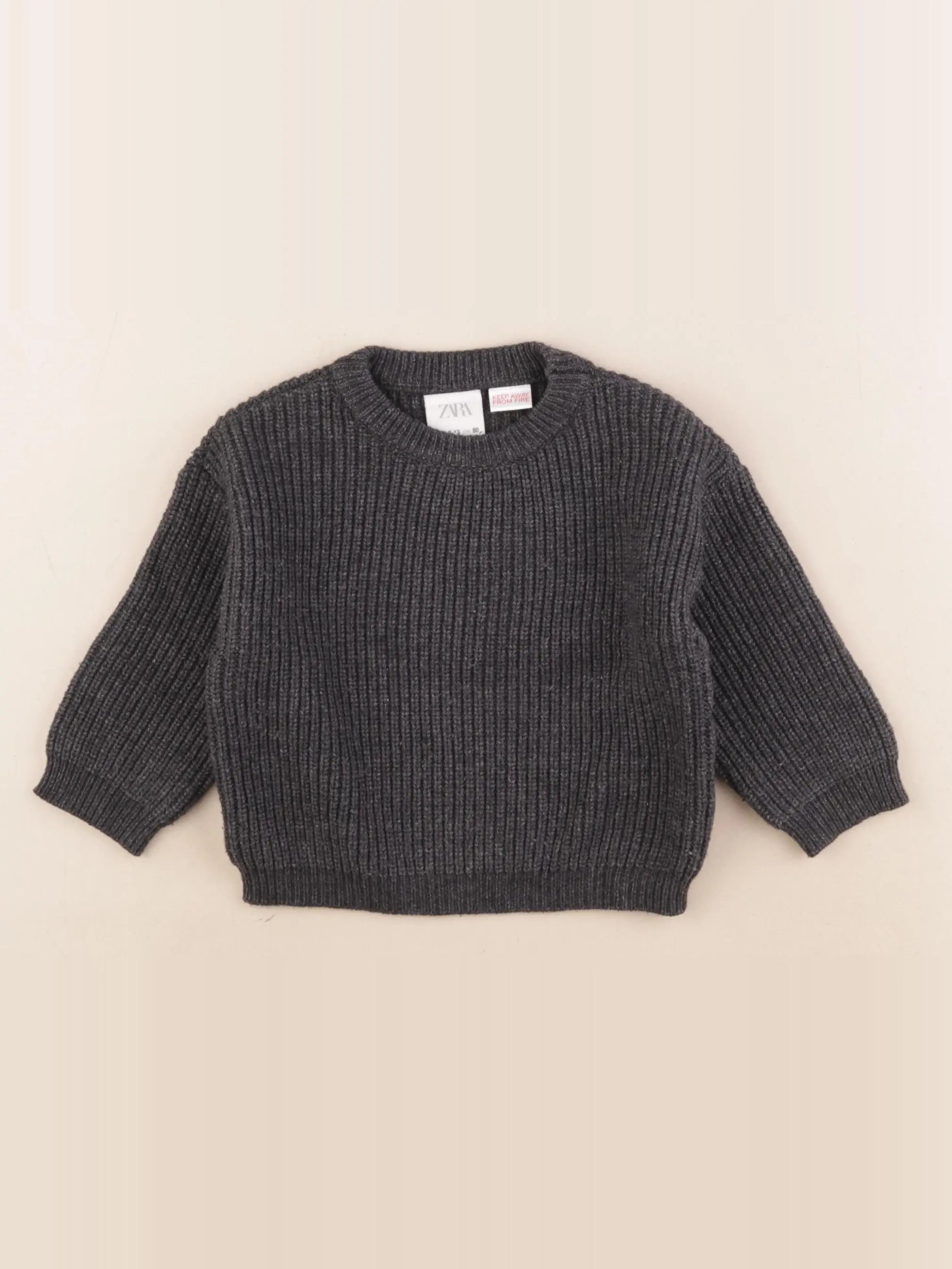 Zara - pull gris - 9/12 mois