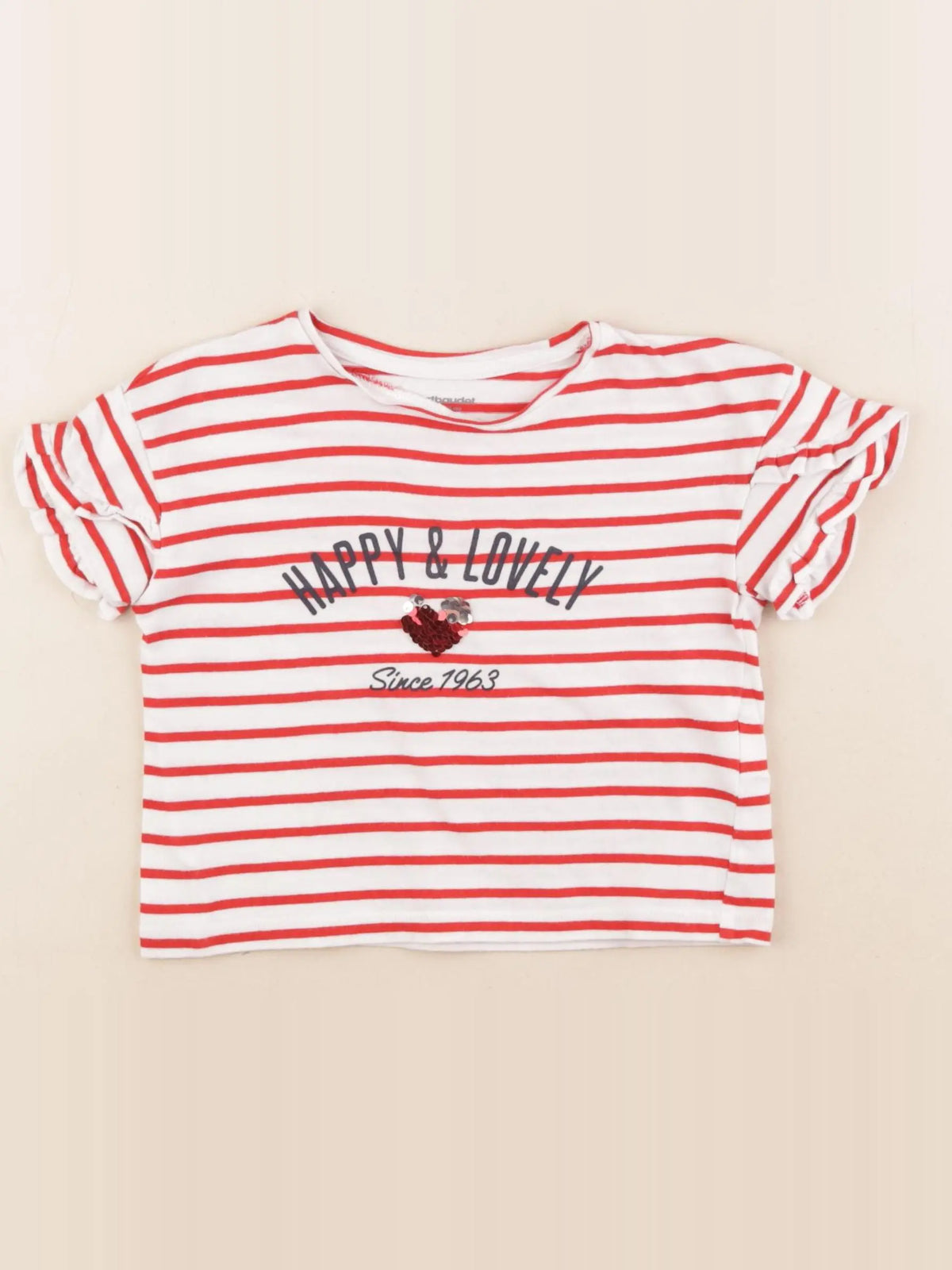 Vertbaudet - tee-shirt blanc, rouge - 2 ans