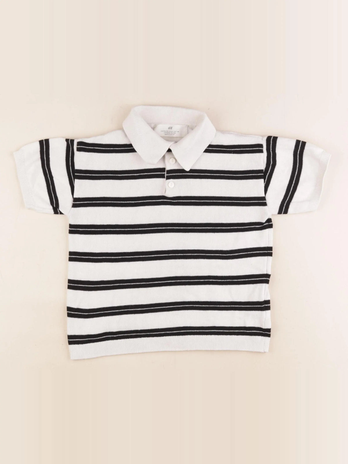H&M - polo blanc, noir - 2/4 ans
