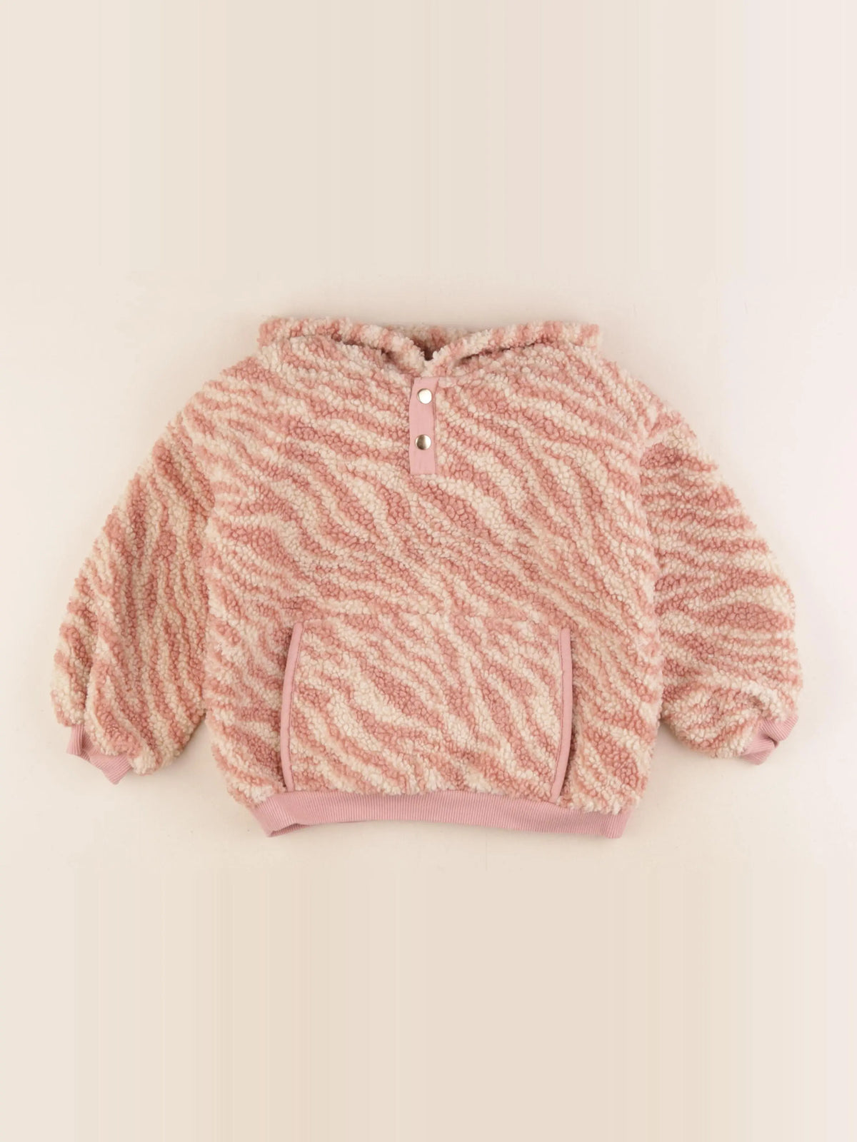 Vertbaudet - sweat beige, rose - 8 ans