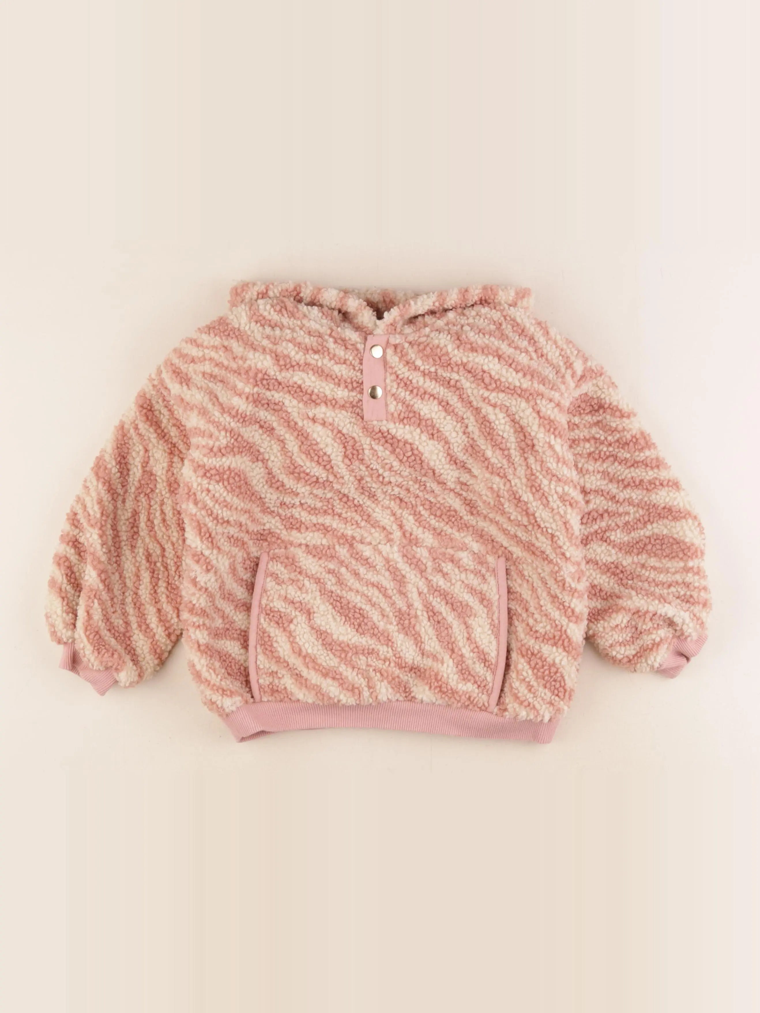 Vertbaudet - sweat beige, rose - 8 ans