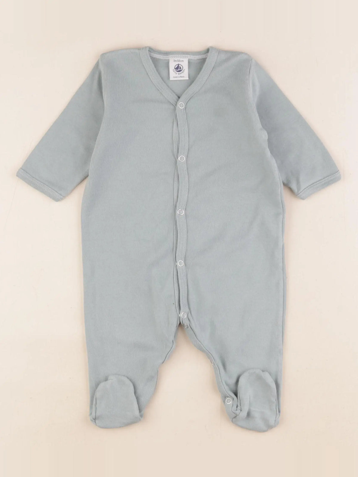 Petit Bateau - pyjama coton vert - 3 mois