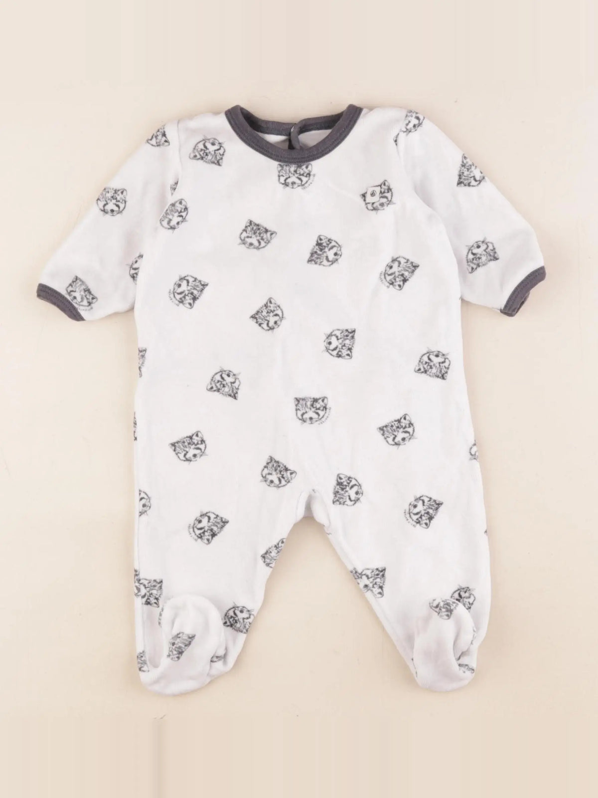 Petit Bateau - pyjama velours blanc - 3 mois