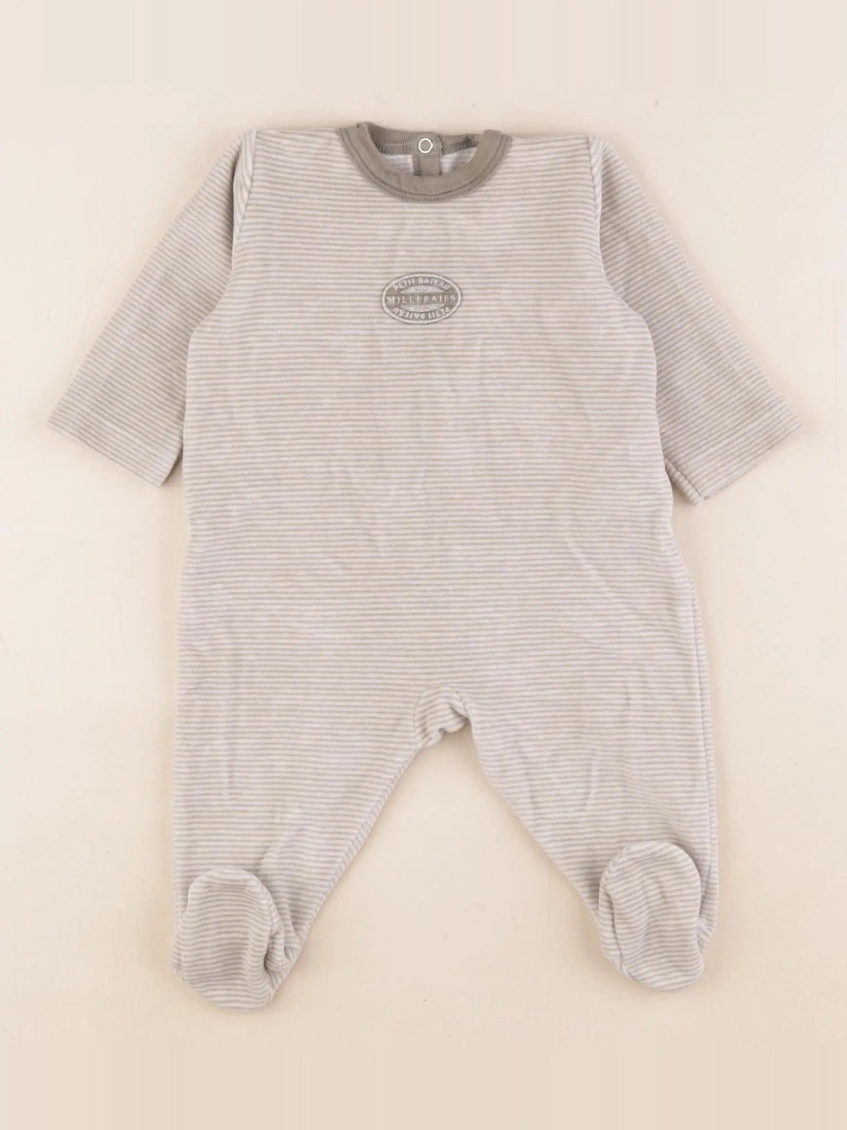 Petit Bateau - pyjama velours vert - 3 mois