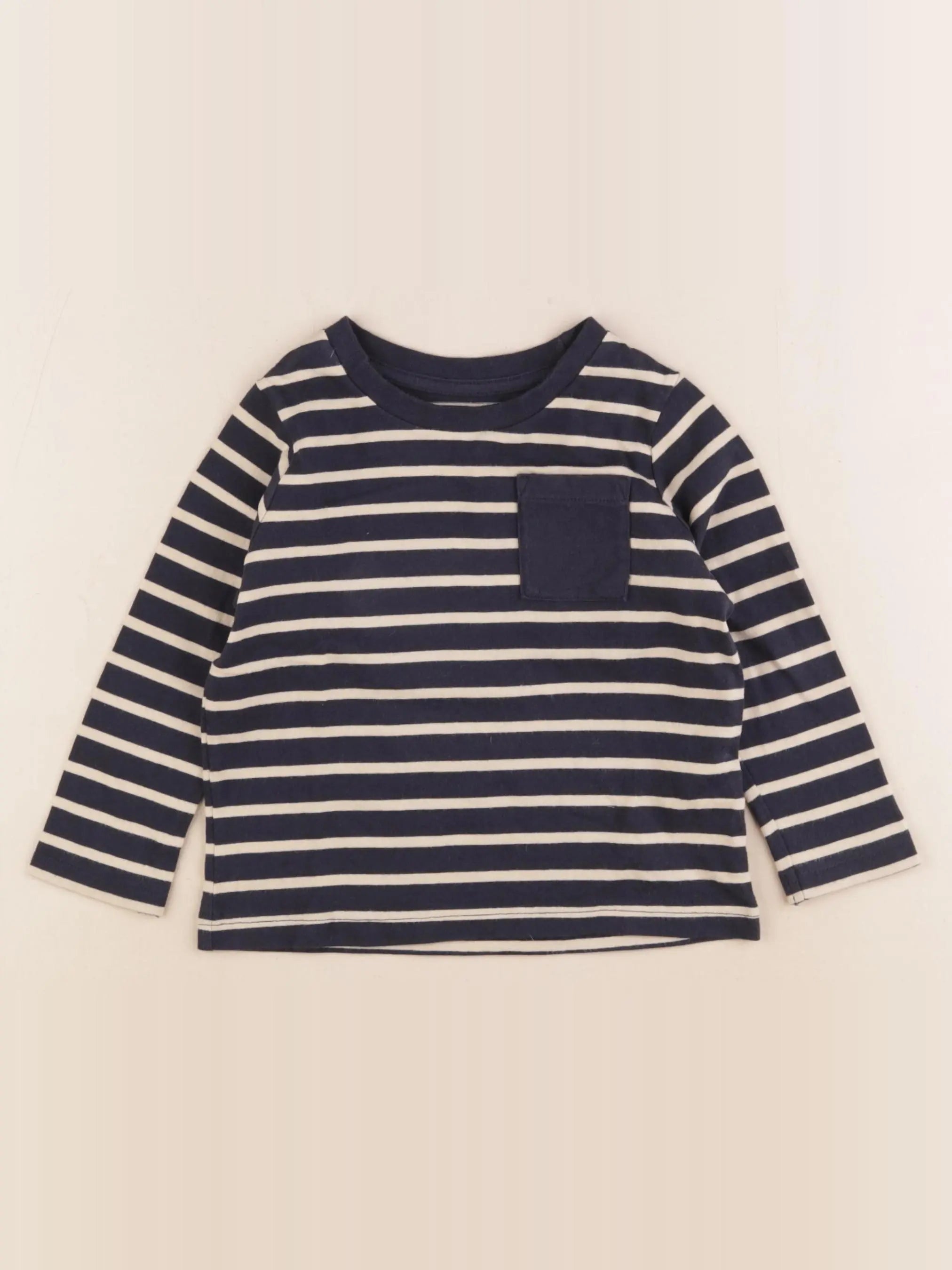 Vertbaudet - tee-shirt blanc, bleu - 3 ans