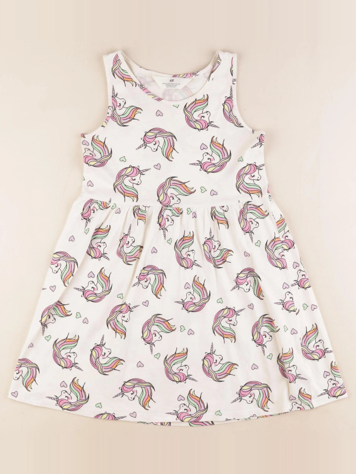 H&M - robe beige, rose - 6/8 ans
