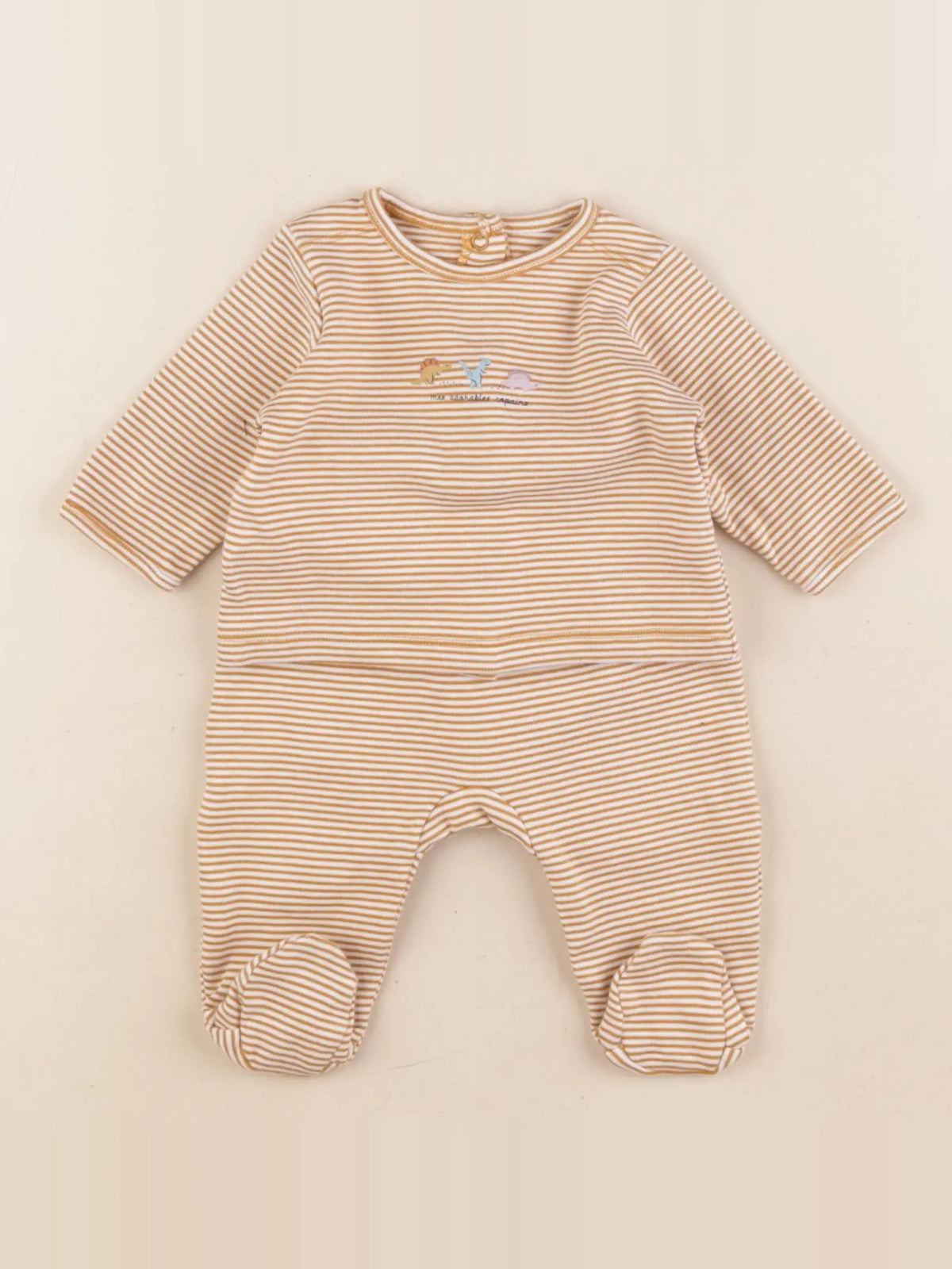 Vertbaudet - pyjama coton beige - 1 mois