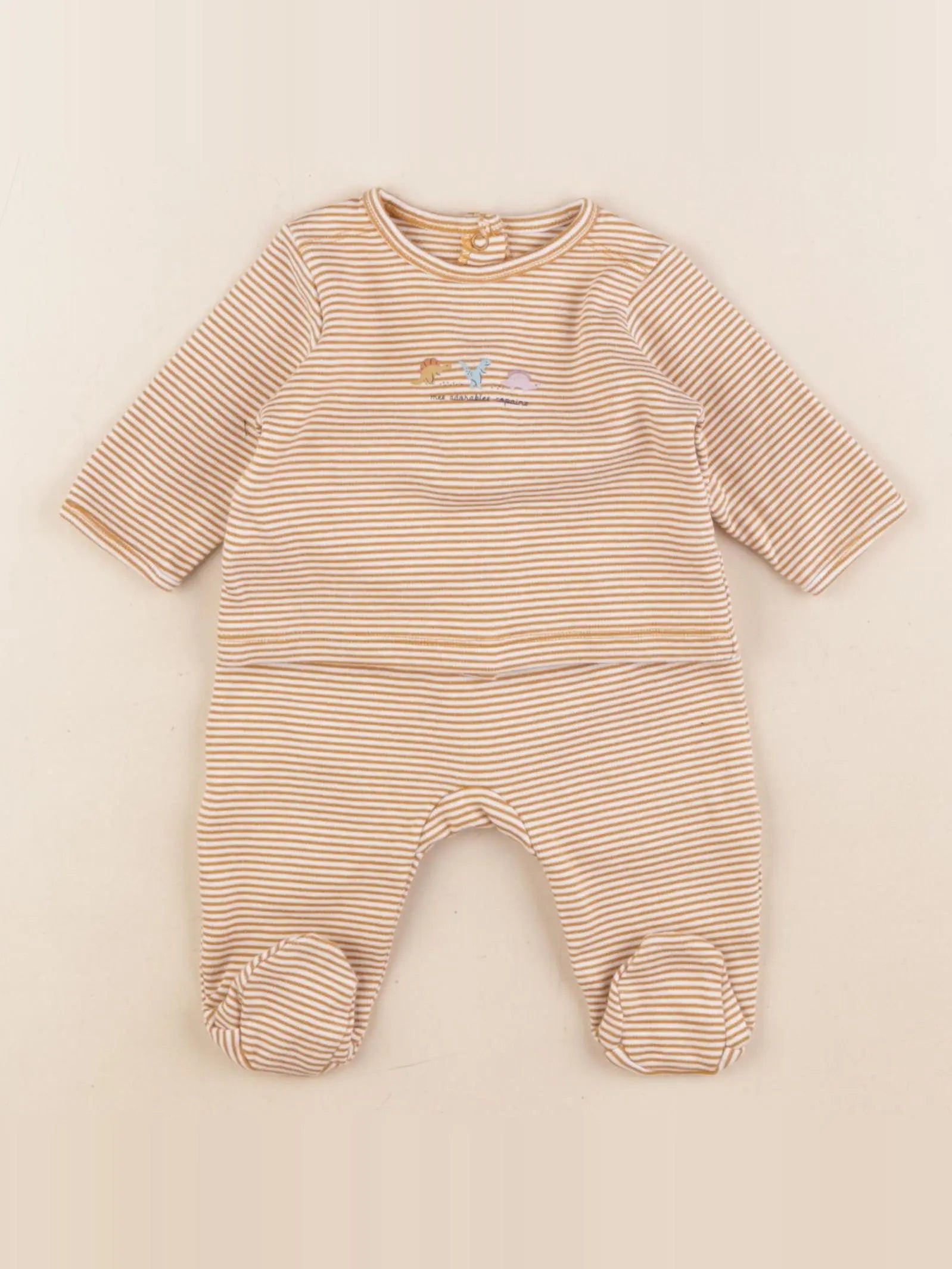 Vertbaudet - pyjama coton beige - 1 mois