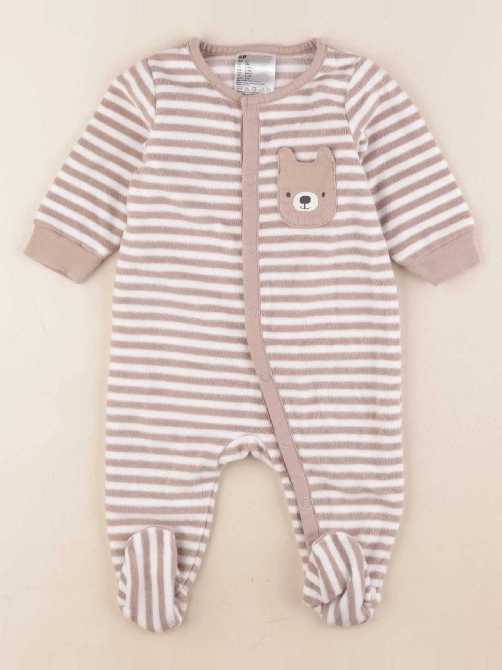 H&M - pyjama velours beige - 2/4 mois