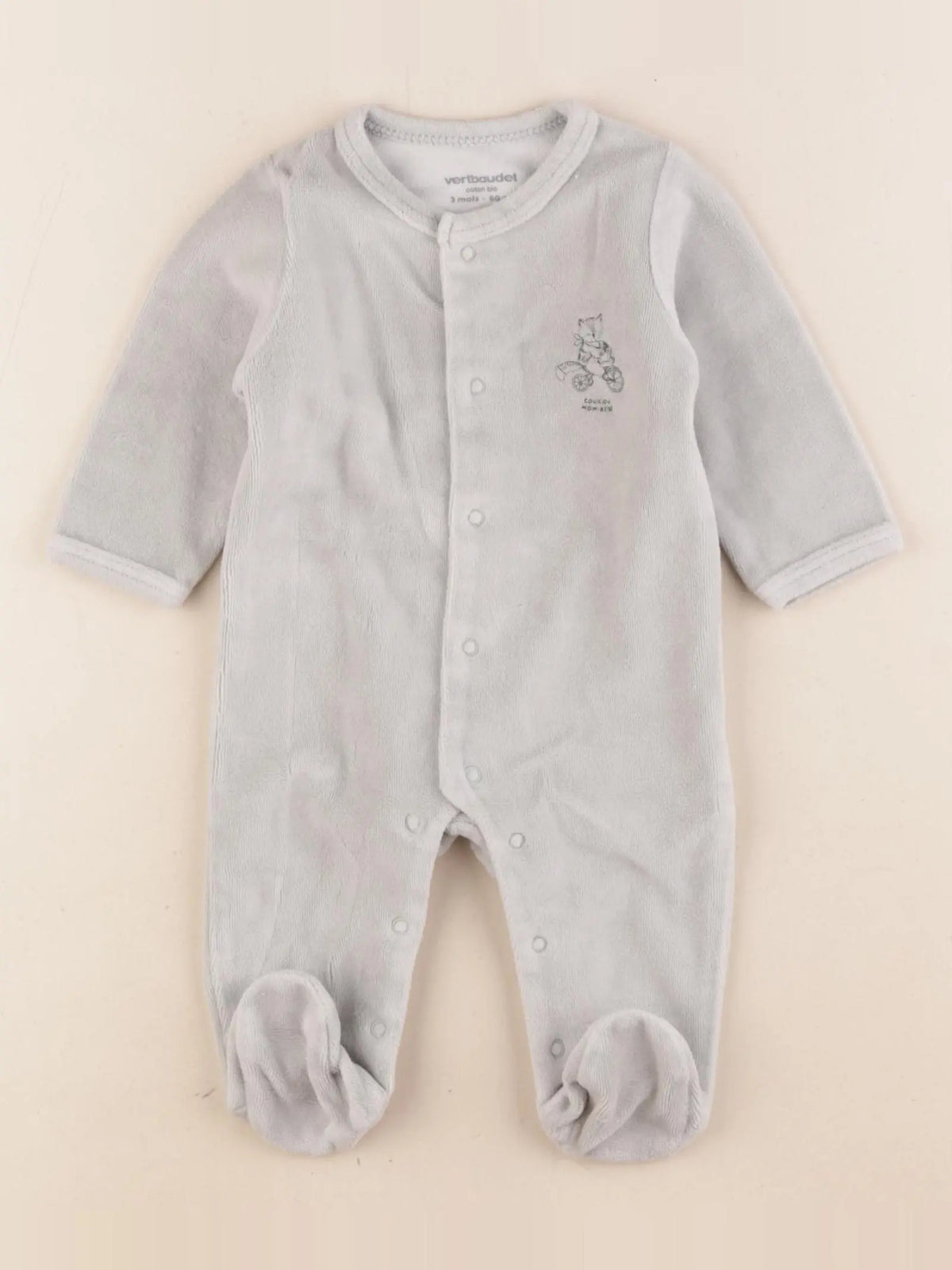 Vertbaudet - pyjama velours vert - 3 mois