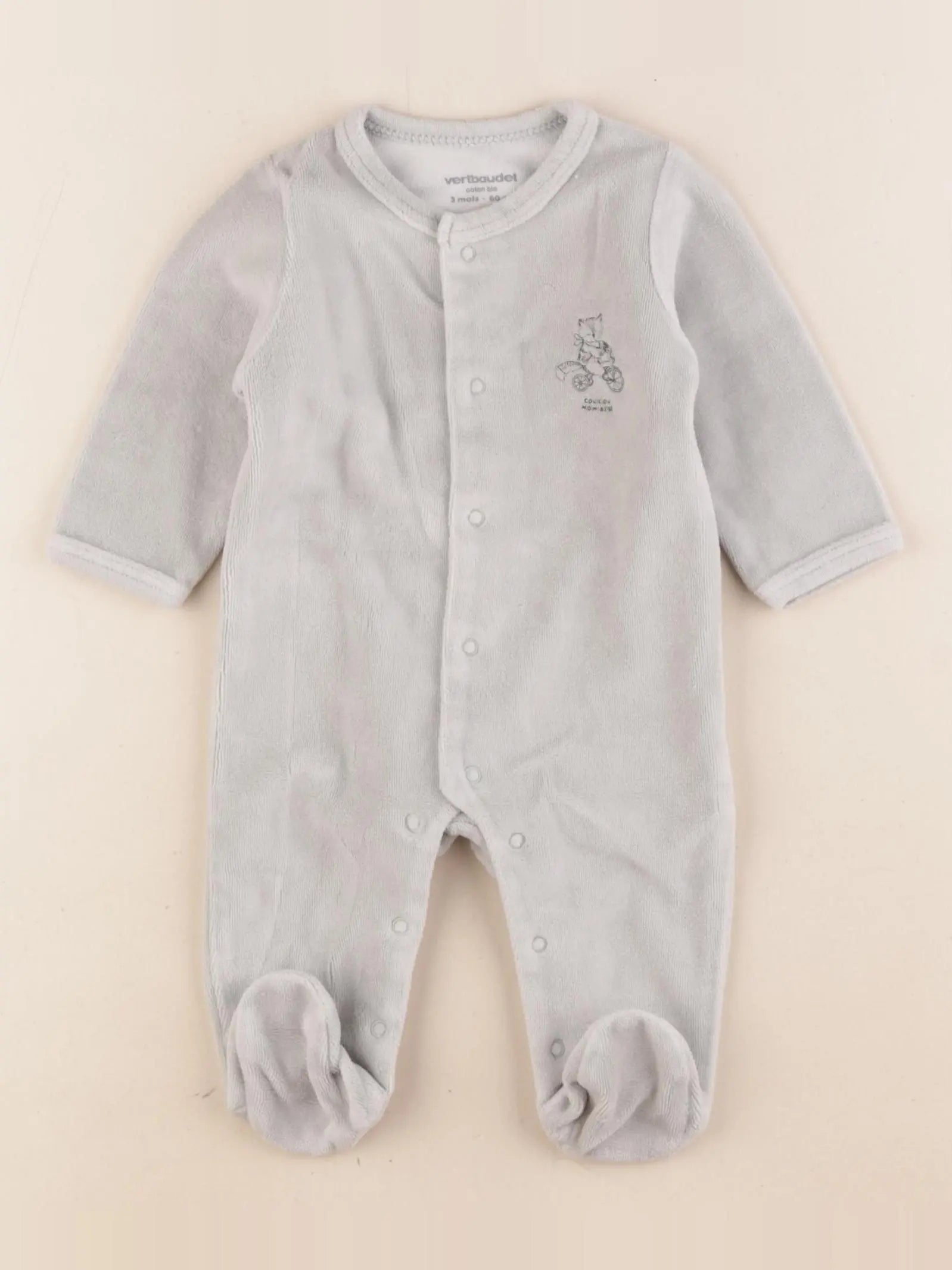 Vertbaudet - pyjama velours vert - 3 mois