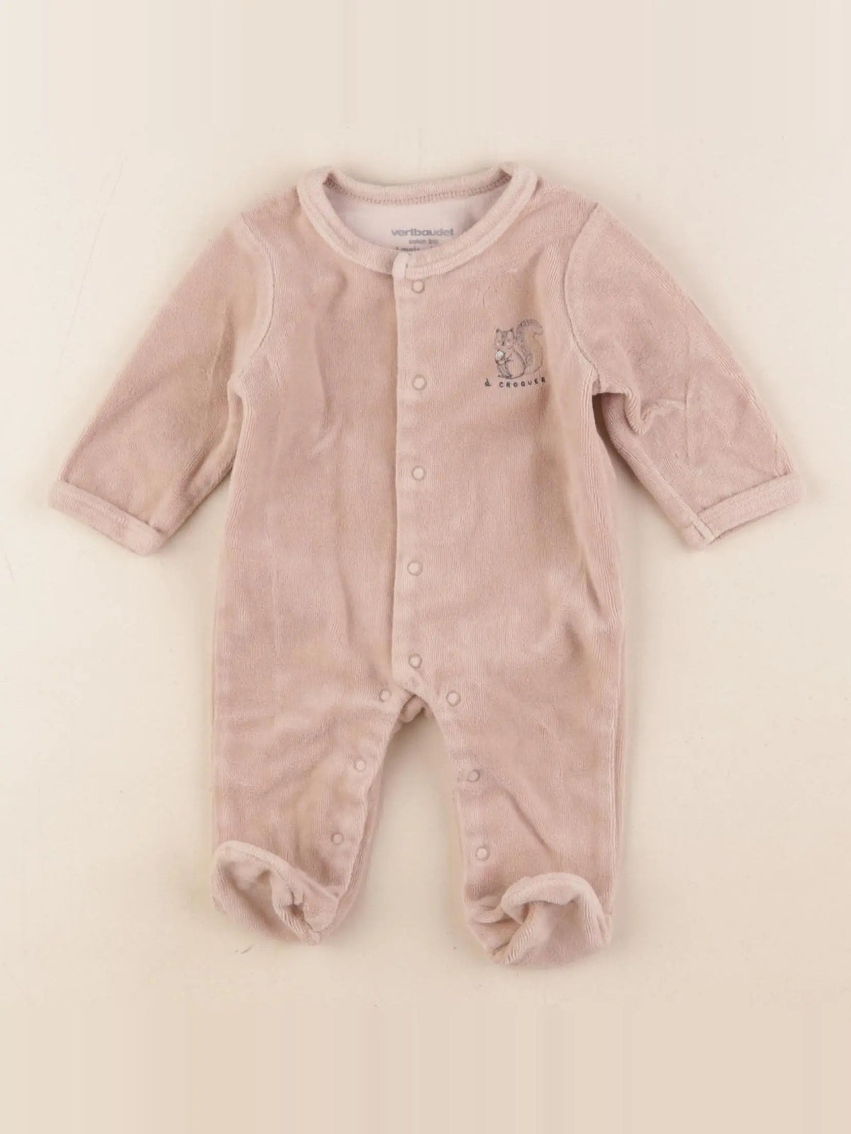 Vertbaudet - pyjama velours beige - 3 mois