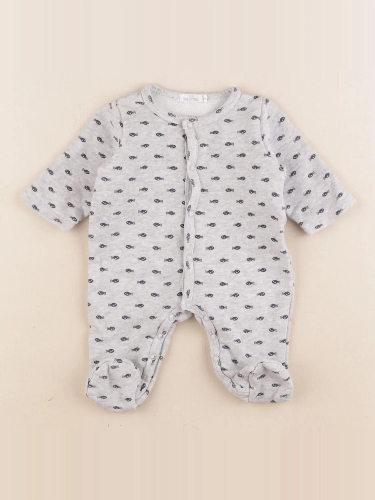 Boutchou - pyjama coton gris, bleu - 0 mois