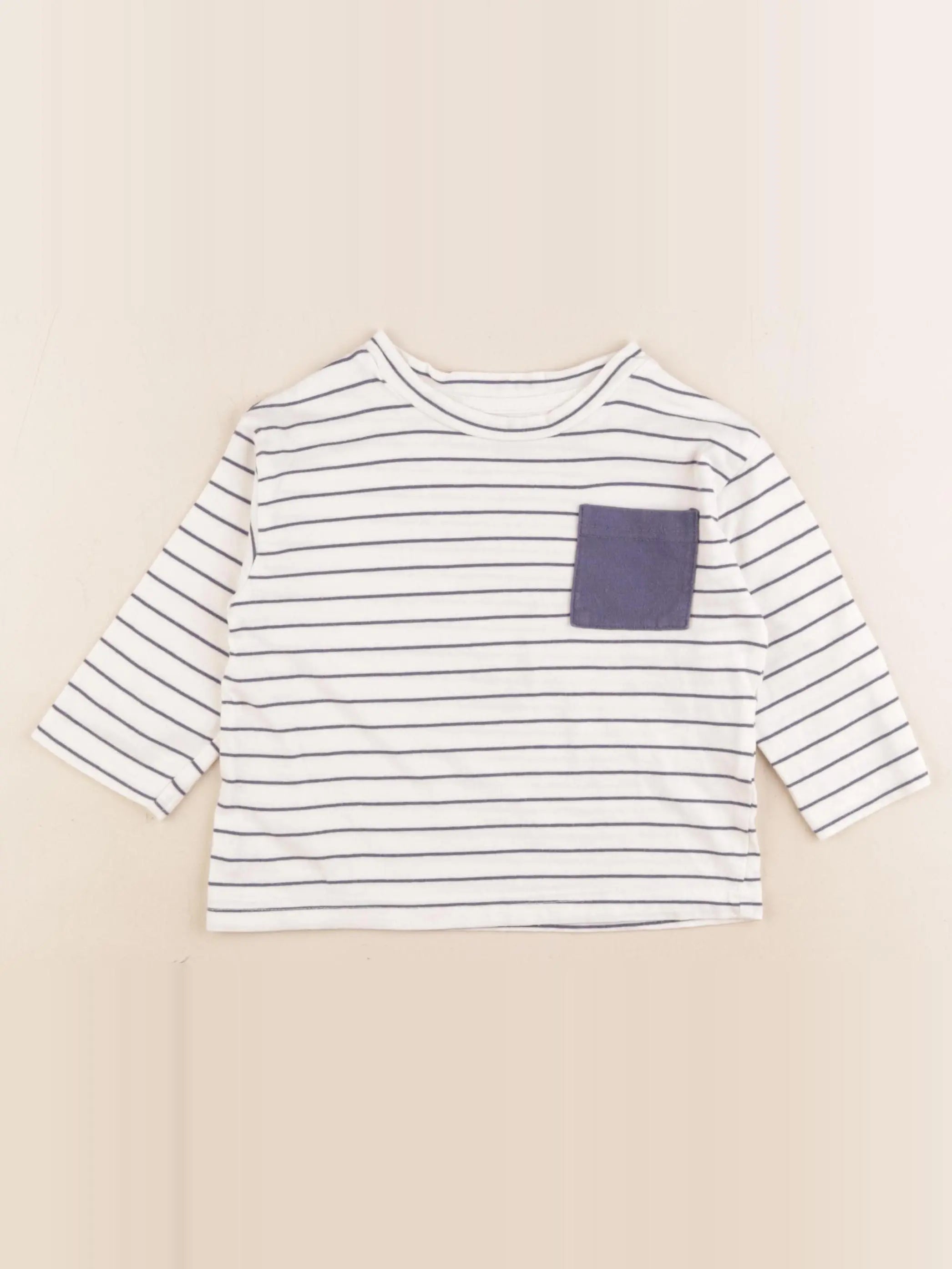 Vertbaudet - tee-shirt bleu, blanc - 2 ans